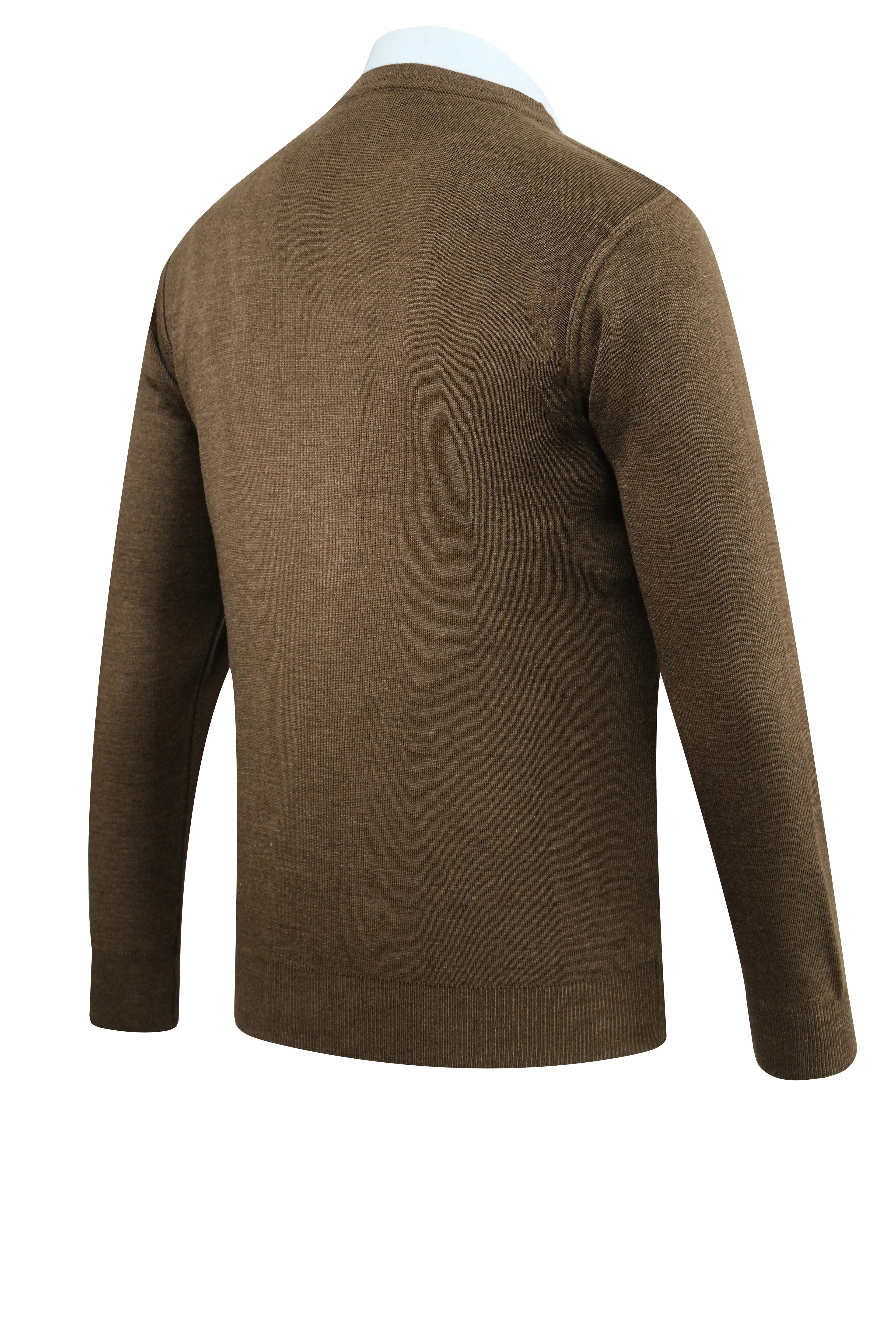 Erkek Büyük Beden Düğmeli Hırka Cepli Düz Renk Çelik Örgü Klasik Kalıp - 5200MB - TAUPE