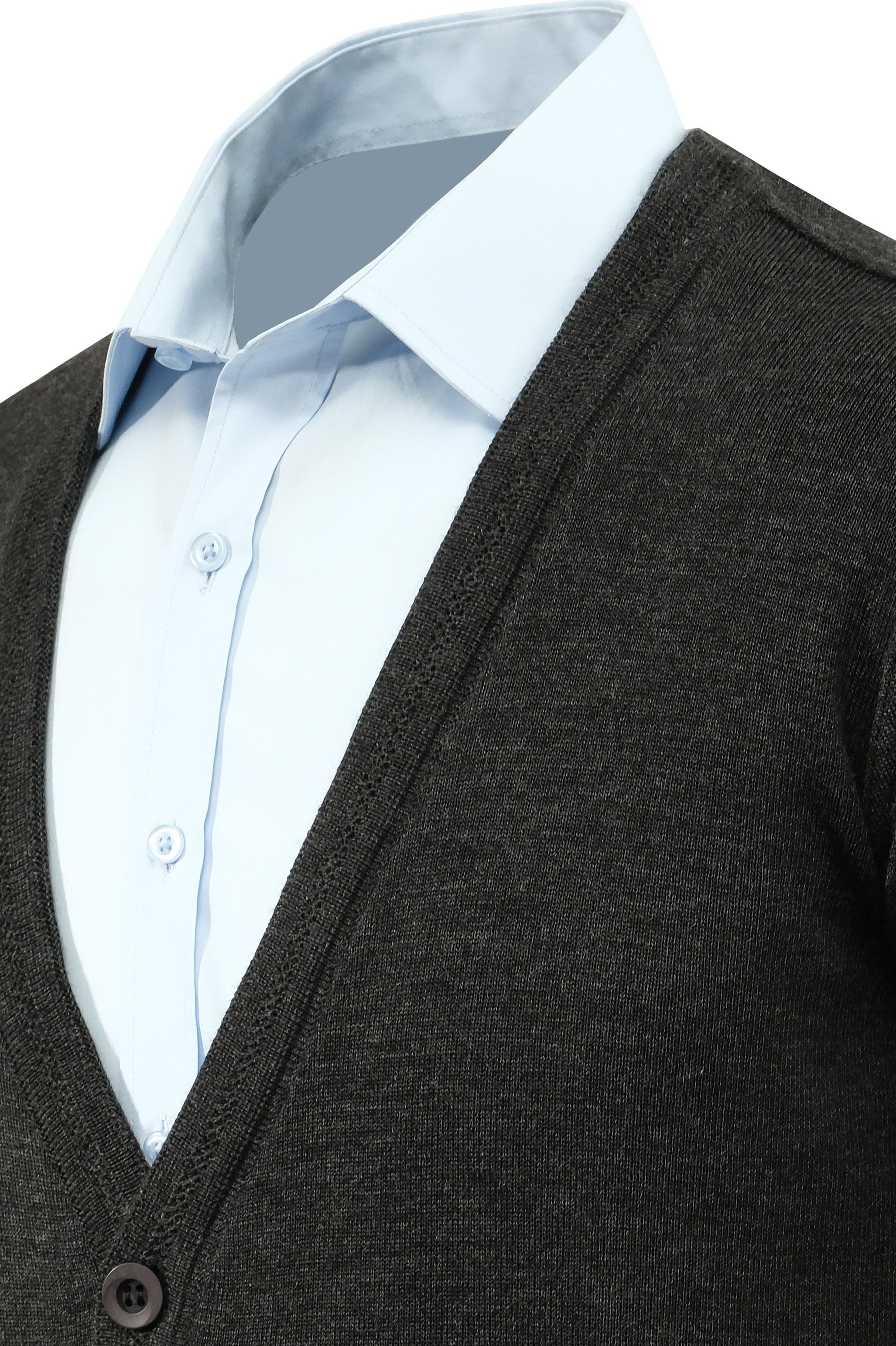 Erkek Büyük Beden Düğmeli Hırka Cepli Düz Renk Çelik Örgü Klasik Kalıp - 5200MB - DARK GRAY