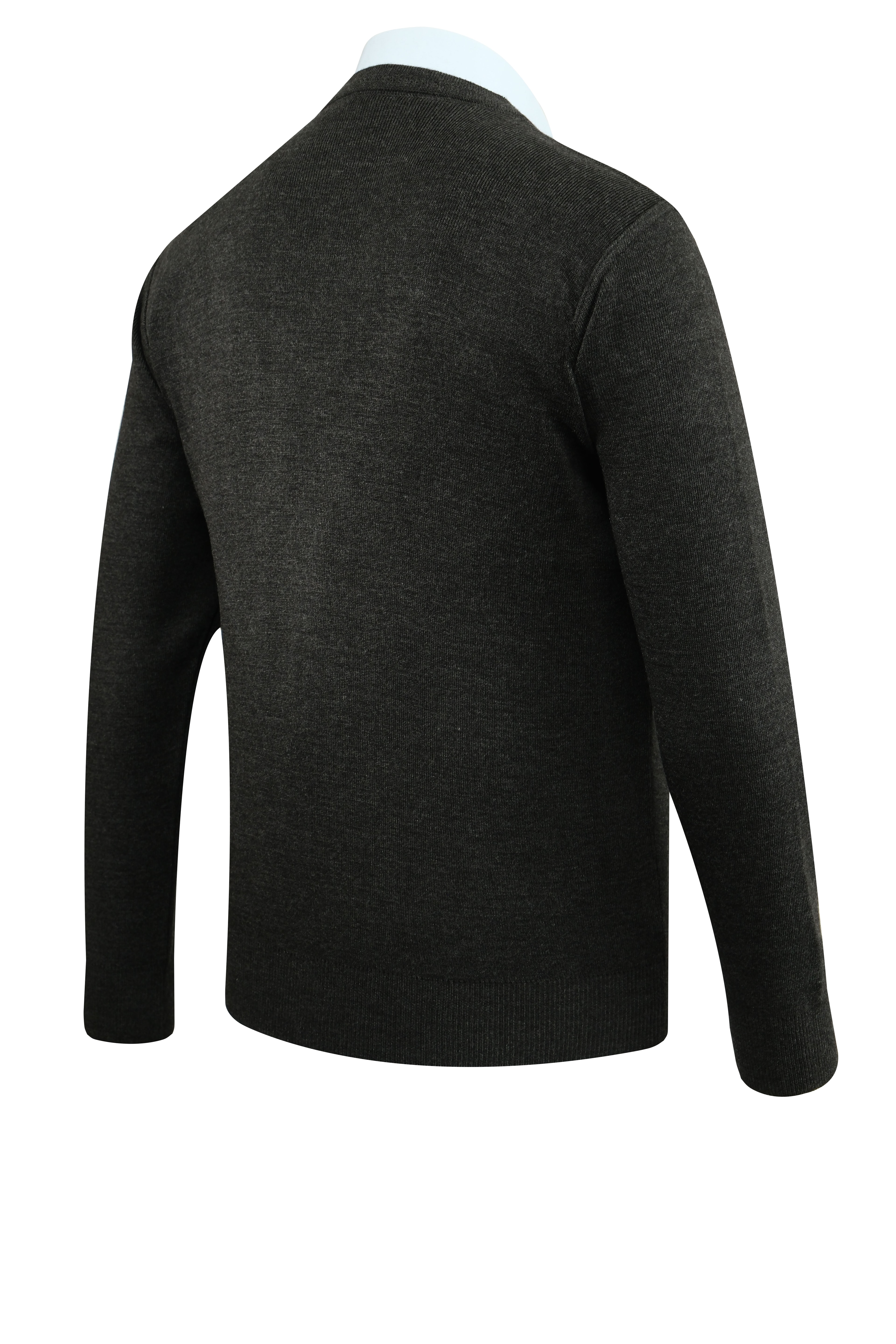 Erkek Büyük Beden Düğmeli Hırka Cepli Düz Renk Çelik Örgü Klasik Kalıp - 5200MB - DARK GRAY