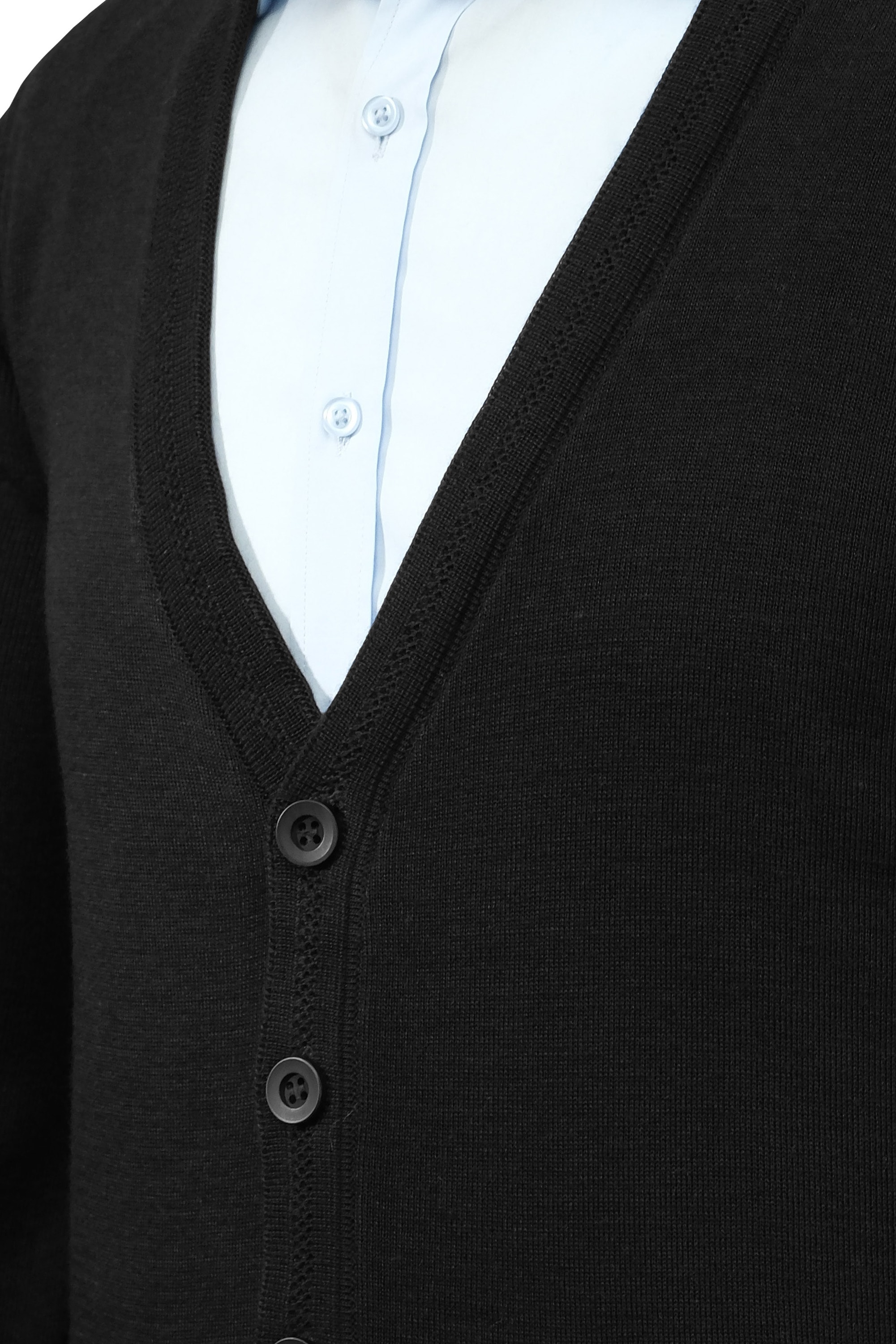 Erkek Büyük Beden Düğmeli Hırka Cepli Düz Renk Çelik Örgü Klasik Kalıp - 5200MB - BLACK