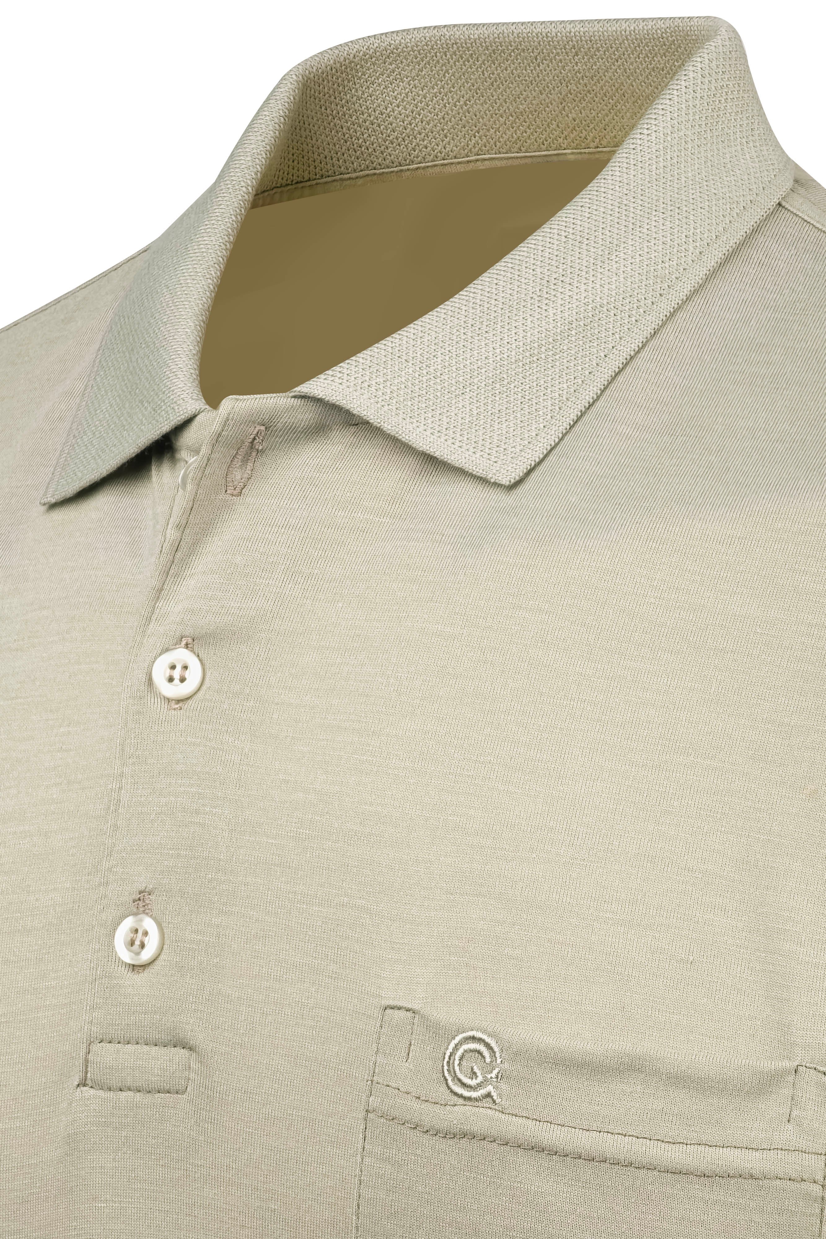 Erkek Polo Yaka Düğmeli Cepli Tişört Klasik Kalıp - YEŞİL