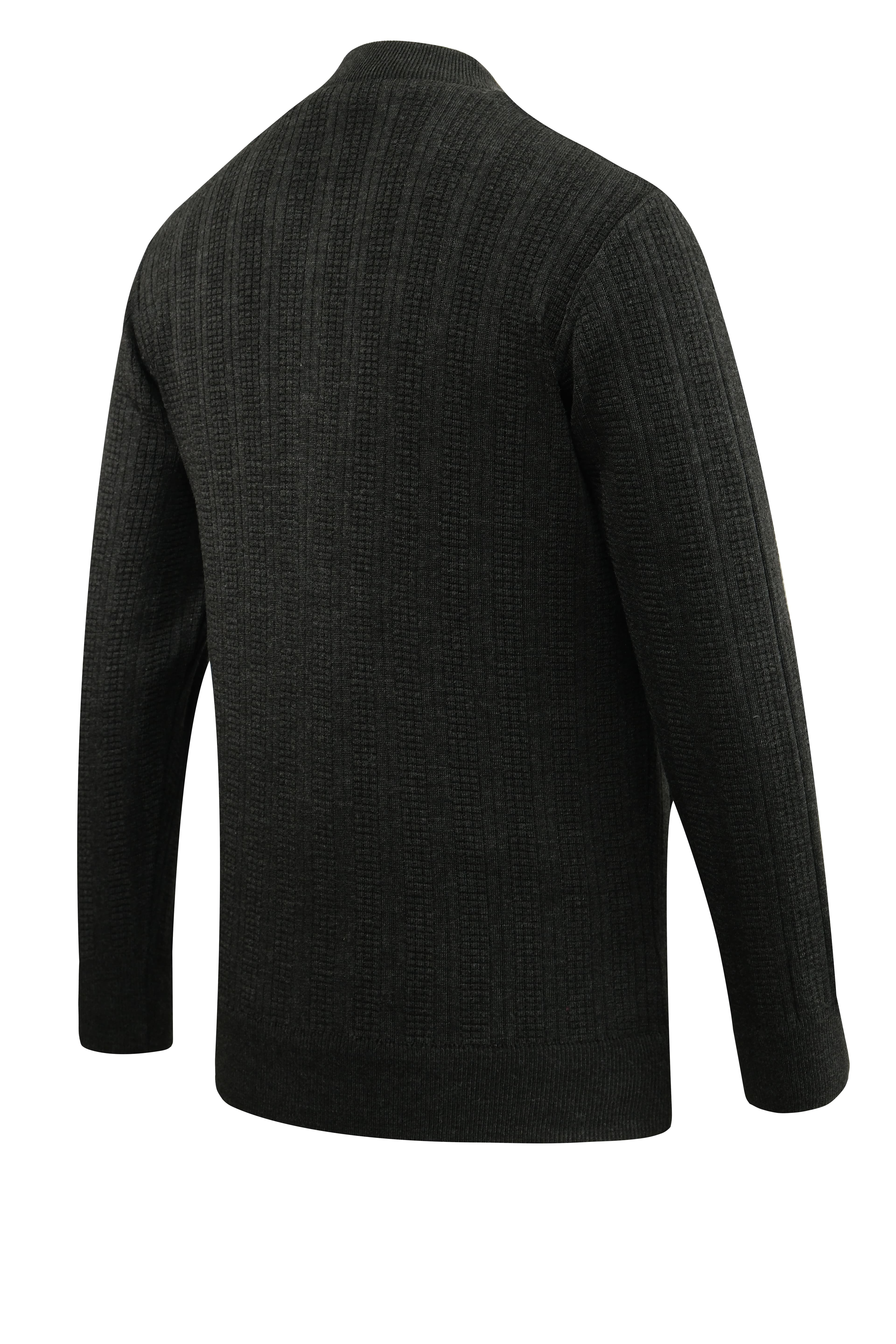 Erkek Büyük Beden Astarlı Triko Mont Hakim Yaka Çelik Örgü Desenli Klasik Kalıp - 5209TB - DARK GRAY