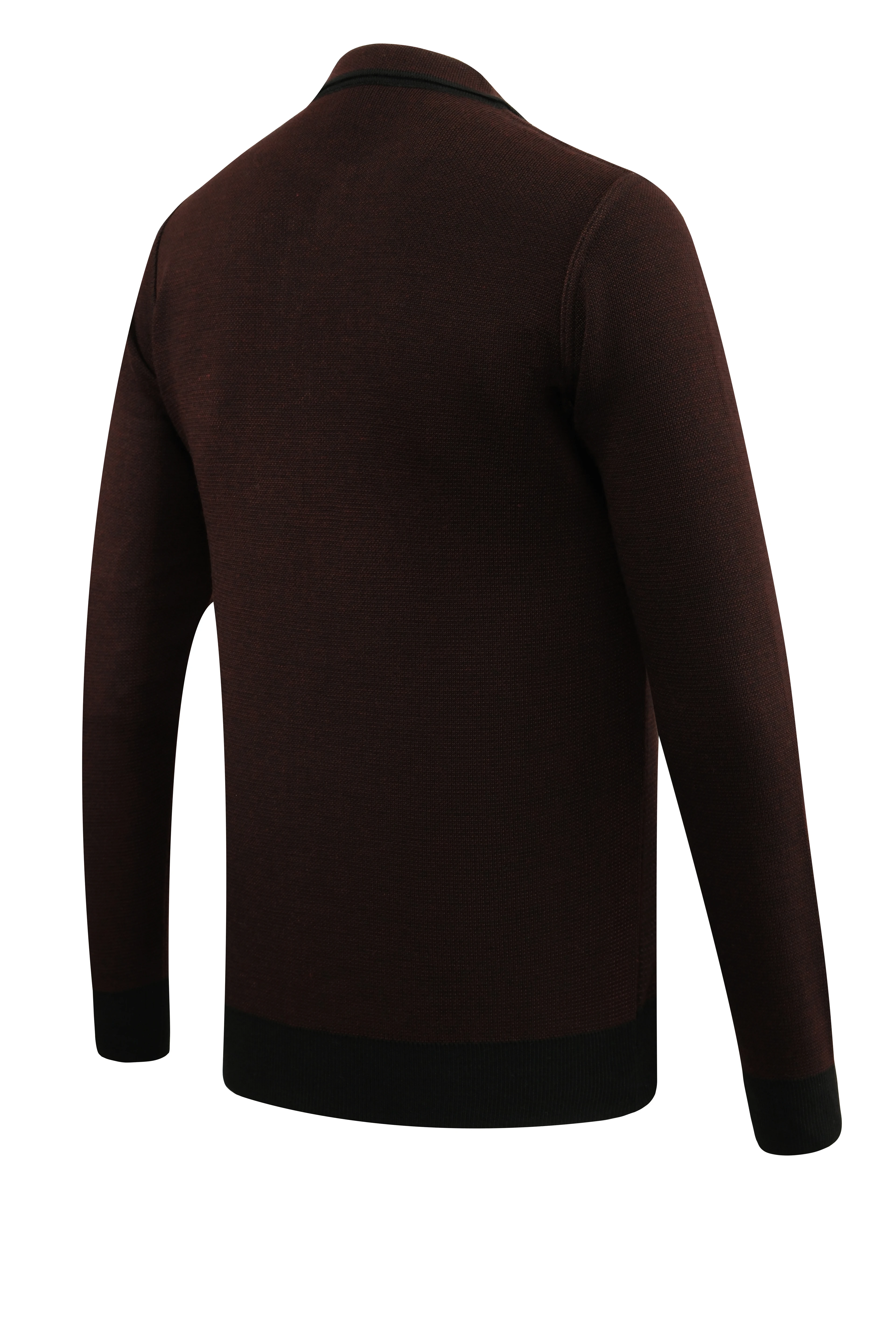 Erkek Polo Yaka Kazak Cepli Desenli Çelik Örgü Klasik Kalıp - 5208F