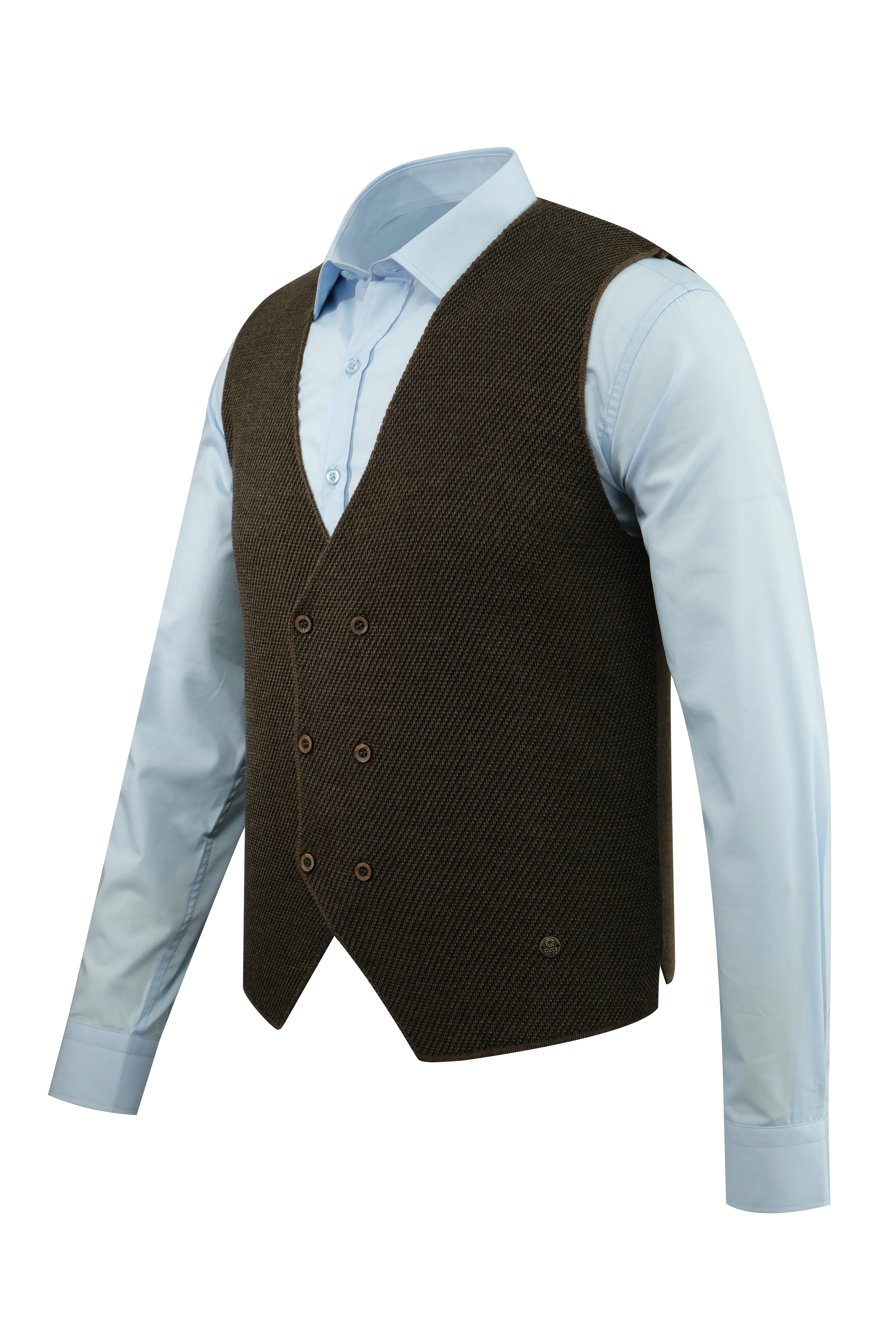 Çizgi Triko Erkek Düğmeli Spor / Regular Kalıp Triko Örme Kolsuz Yelek - 5013LS