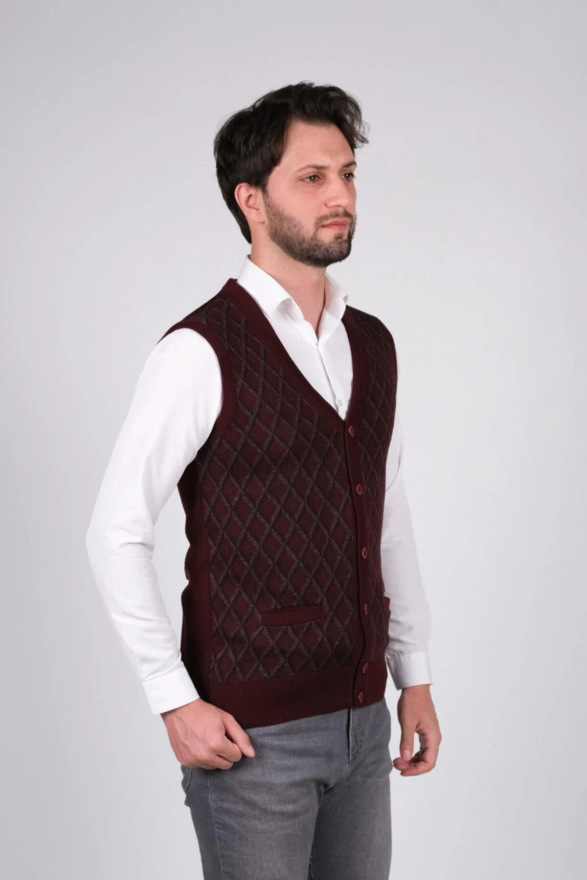 Düğmeli Erkek Triko Yelek