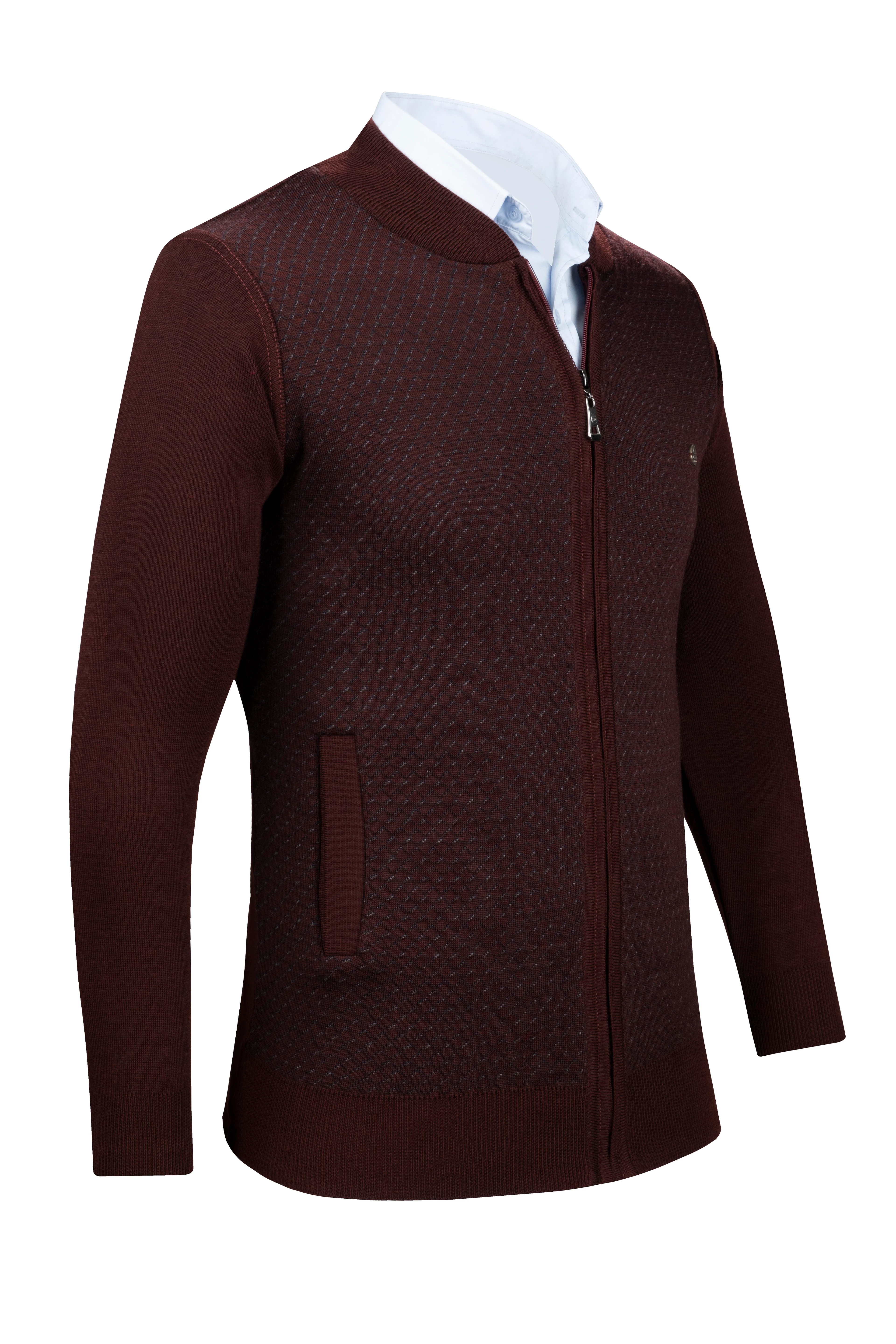 Çizgi Triko Erkek Triko Hırka Fermuarlı Cep Detaylı Desenli Kol Ve Bel Lastikli Çelik Örgü Klasik Kalıp - 5011K