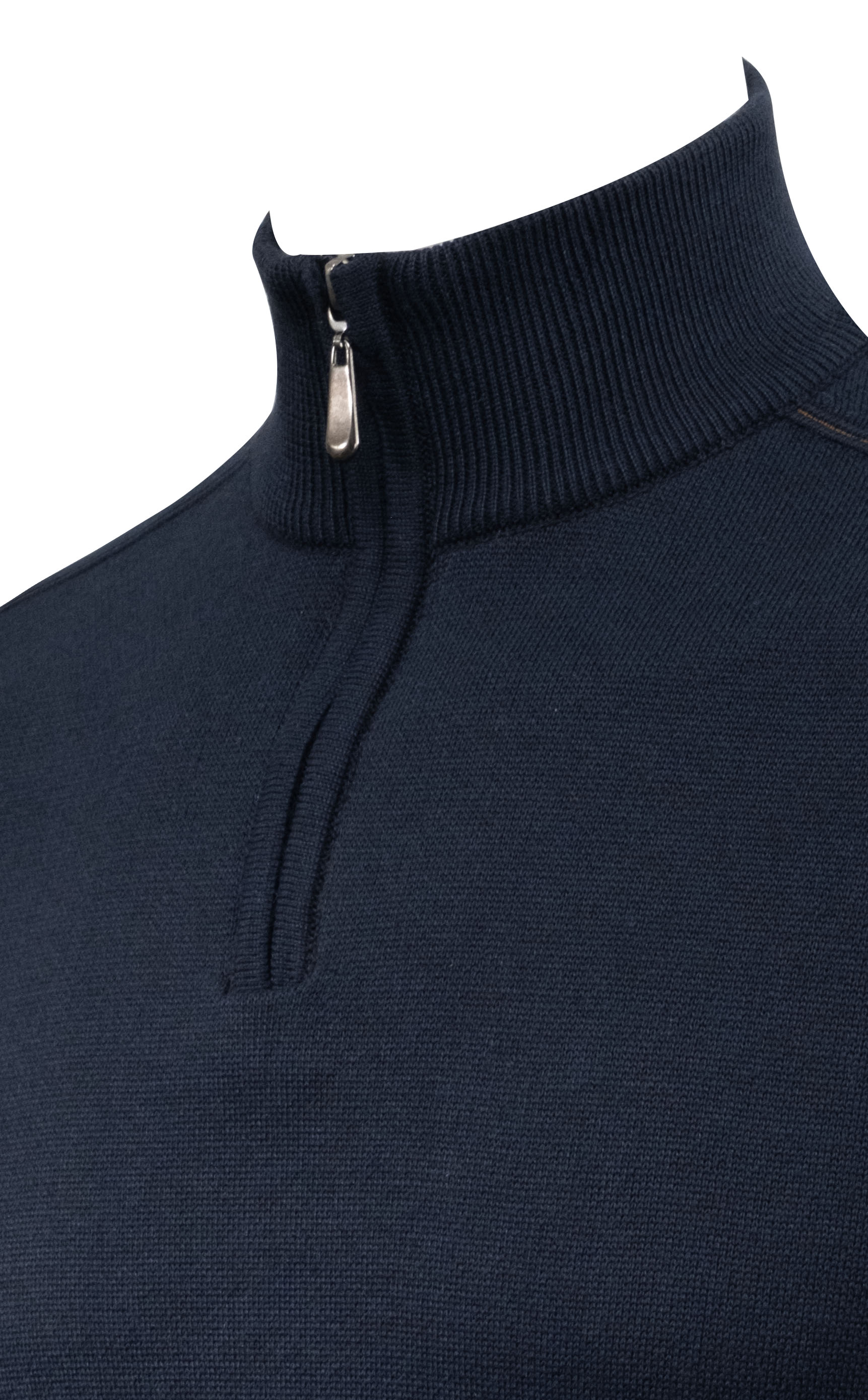 Erkek Fermuarlı Yarım Balıkçı Kazak Triko Düz Renk Klasik Kalıp - 5242B - NAVY BLUE
