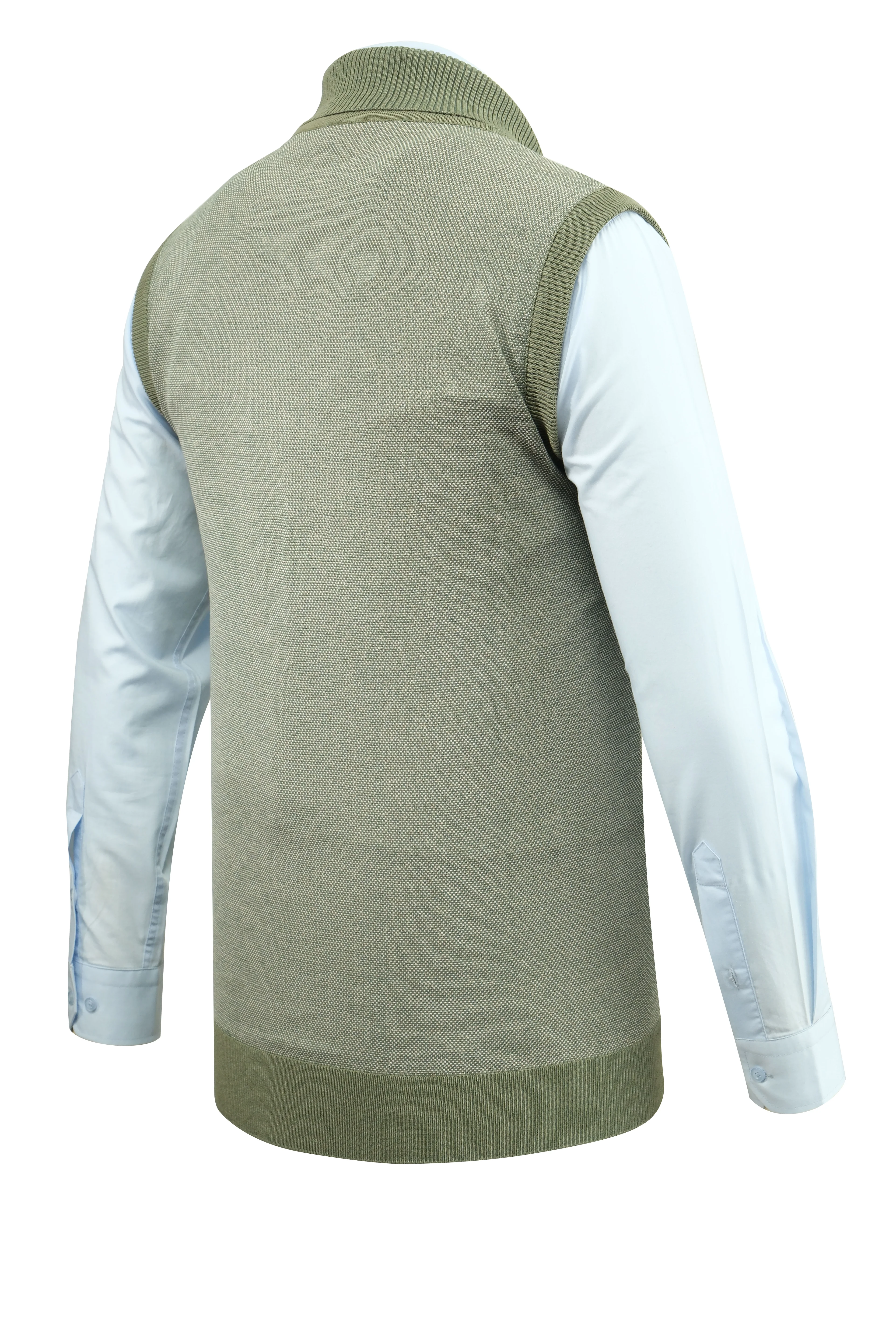 Erkek Şal Yaka Triko Süveter Noktalı Desen Klasik Kalıp - 5250H - YEŞİL