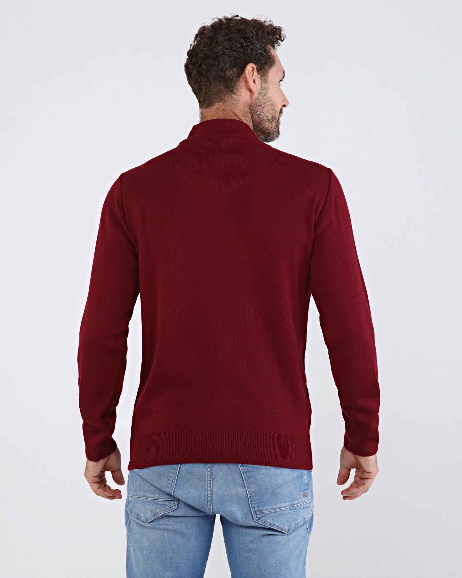 Çizgi Triko Erkek Yarım Balıkçı Yaka Triko Kazak Desenli Kol Ve Bel Lastikli Çelik Örgü Klasik Kalıp