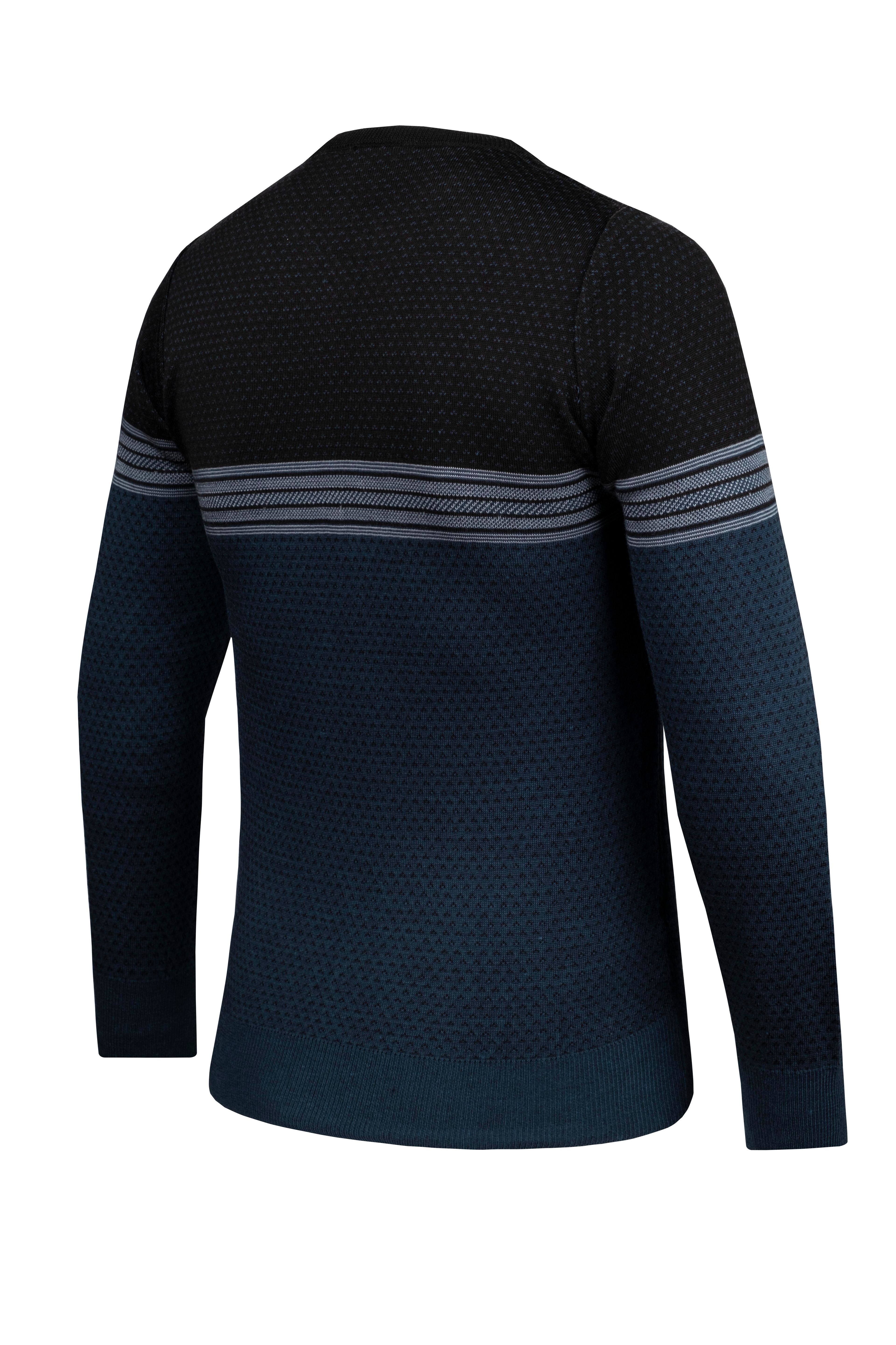 Stripe Knitwear Men's Crew Neck Knitwear Sweater Patterned Sleeve and Waist Elastic Steel Knitted Regular Pattern - 5009C - OIL