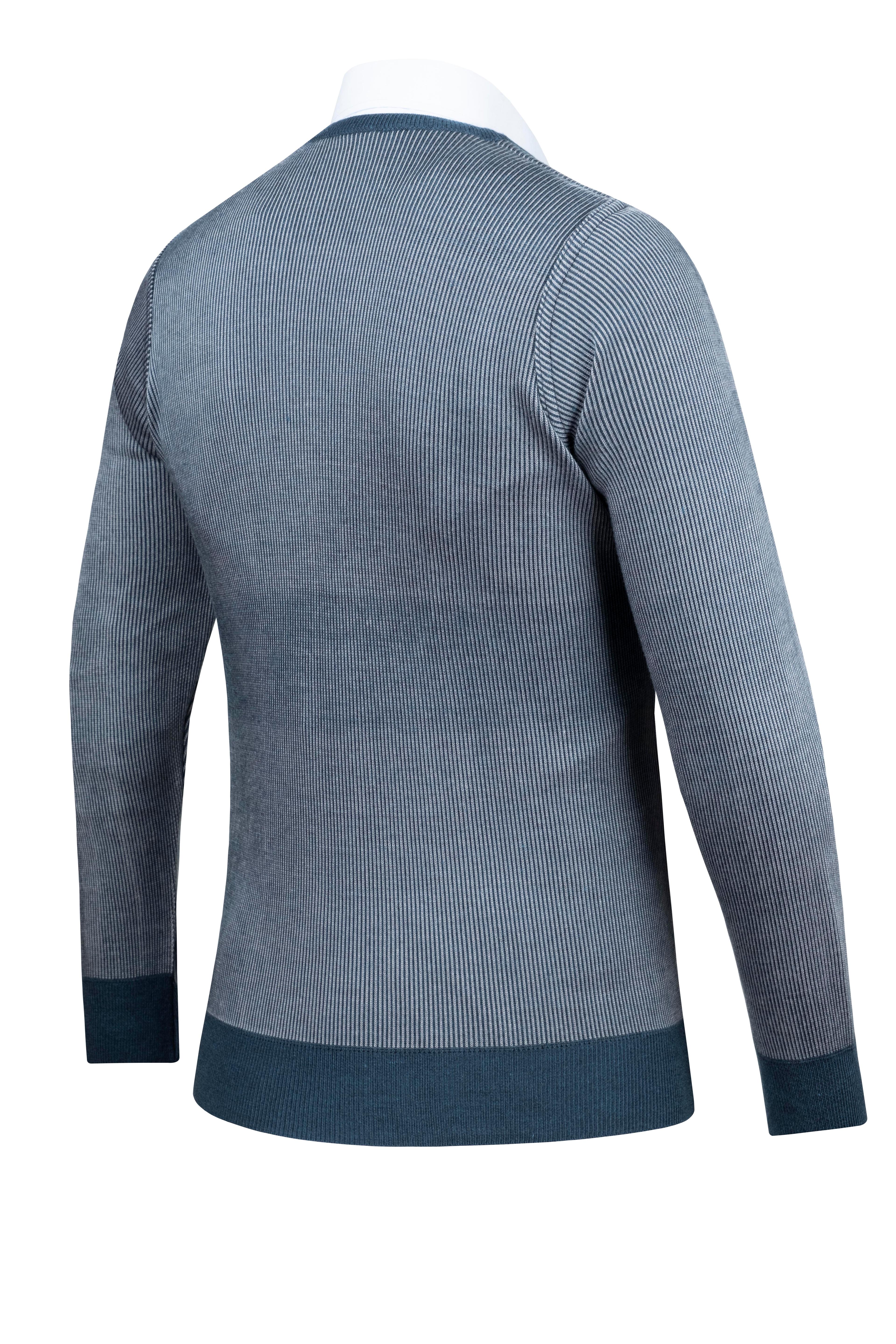 Stripe Knitwear Men's V-Neck Knitwear Sweater Patterned Sleeve and Waist Elastic Steel Knitted Classic Pattern - 5015D - OIL
