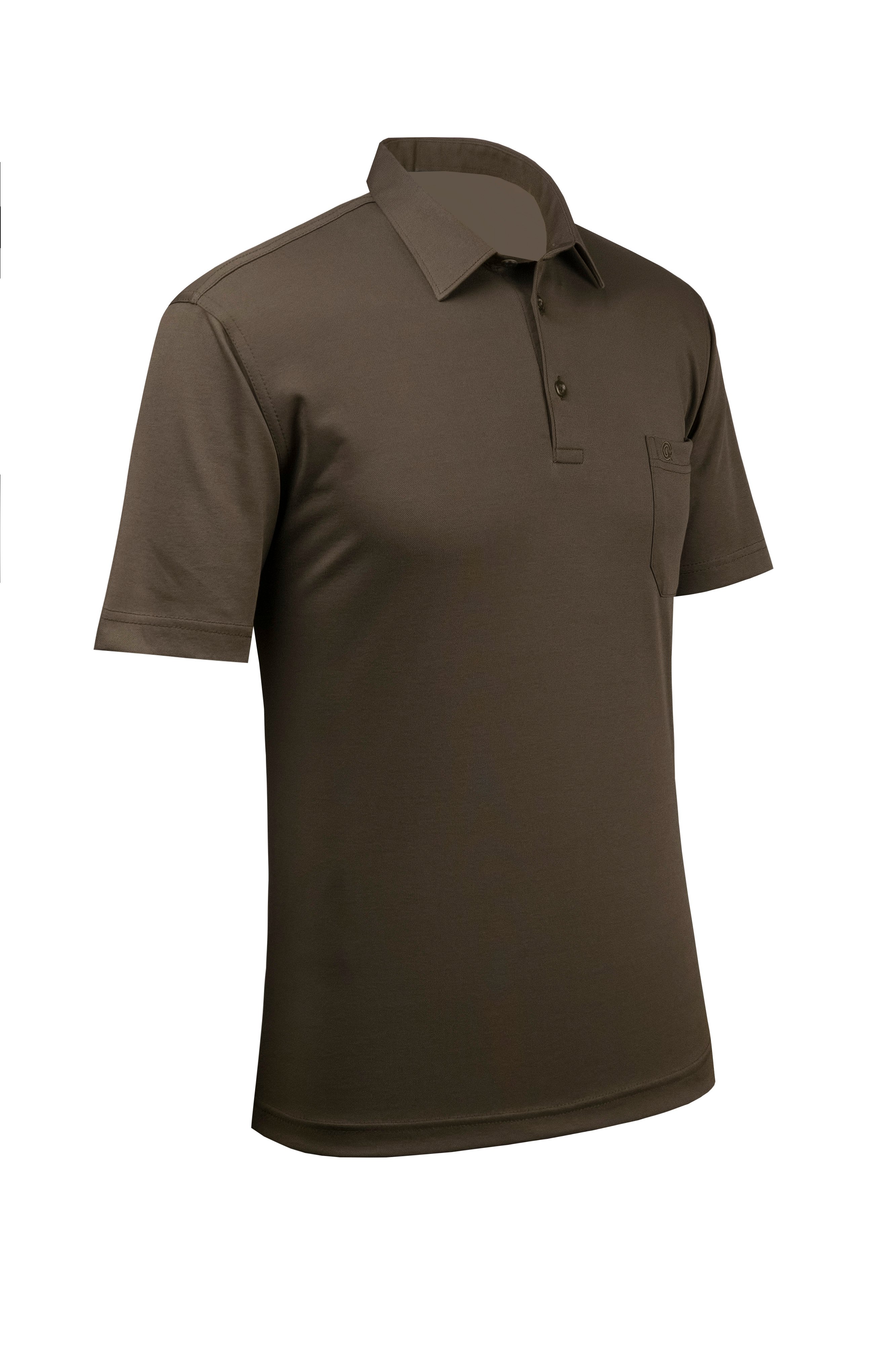 Erkek Gömlek Yaka Düğmeli Cepli Tişört Klasik Kalıp - HAKİ