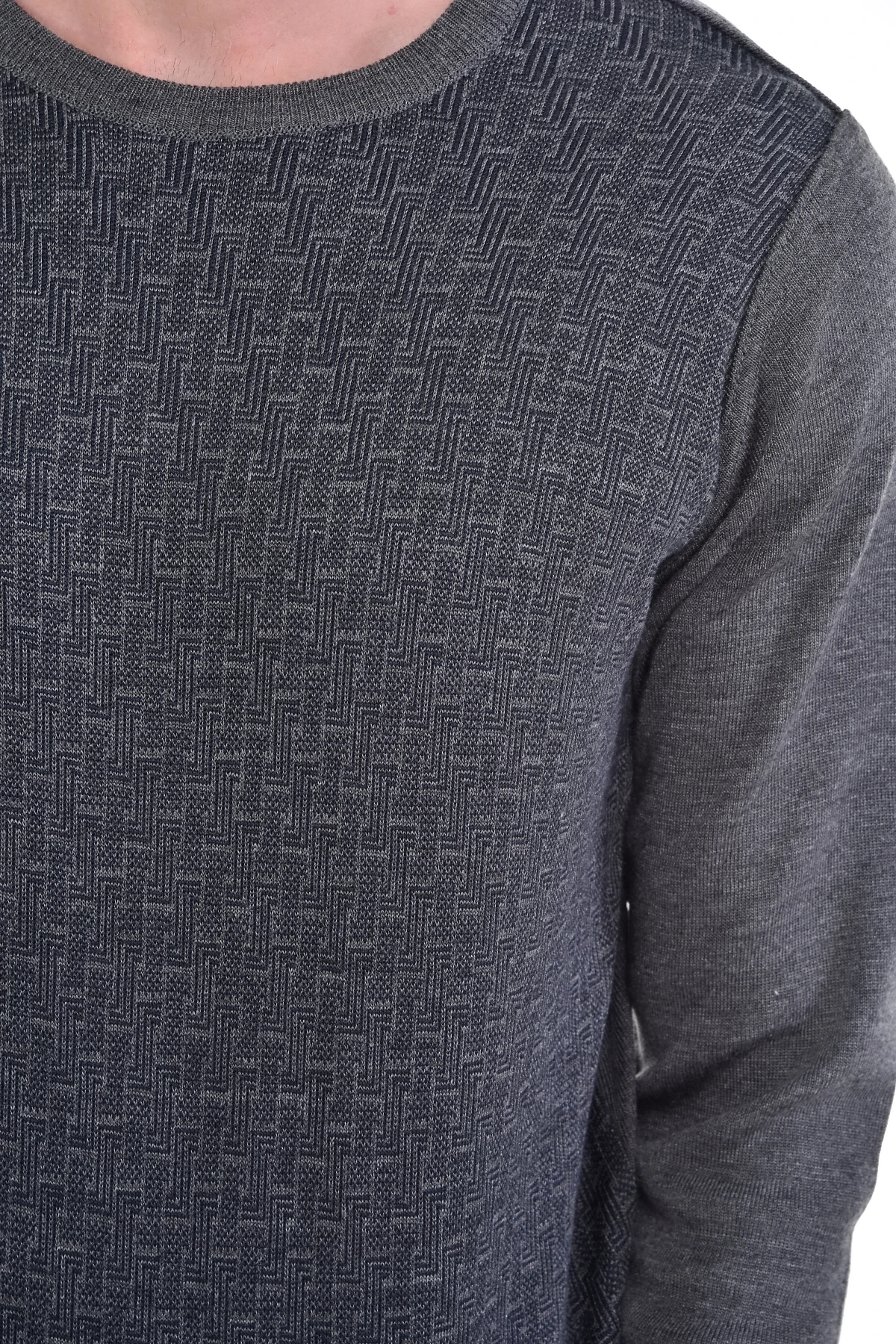 Çizgi Triko Erkek Sıfır Yaka Triko Kazak Desenli Kol Ve Bel Lastikli Dokuma Çelik Örgü