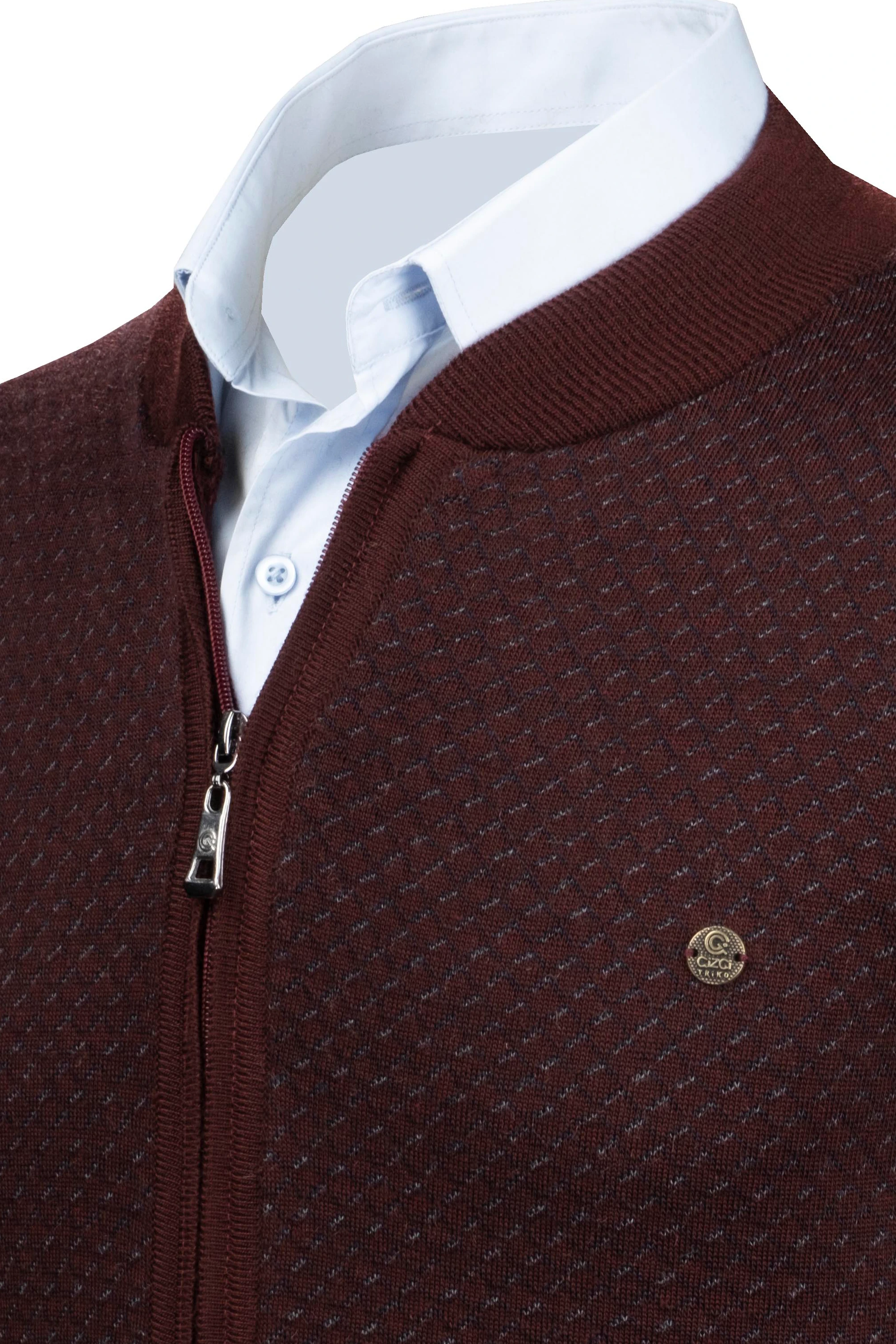 Çizgi Triko Erkek Triko Hırka Fermuarlı Cep Detaylı Desenli Kol Ve Bel Lastikli Çelik Örgü Klasik Kalıp - 5011K