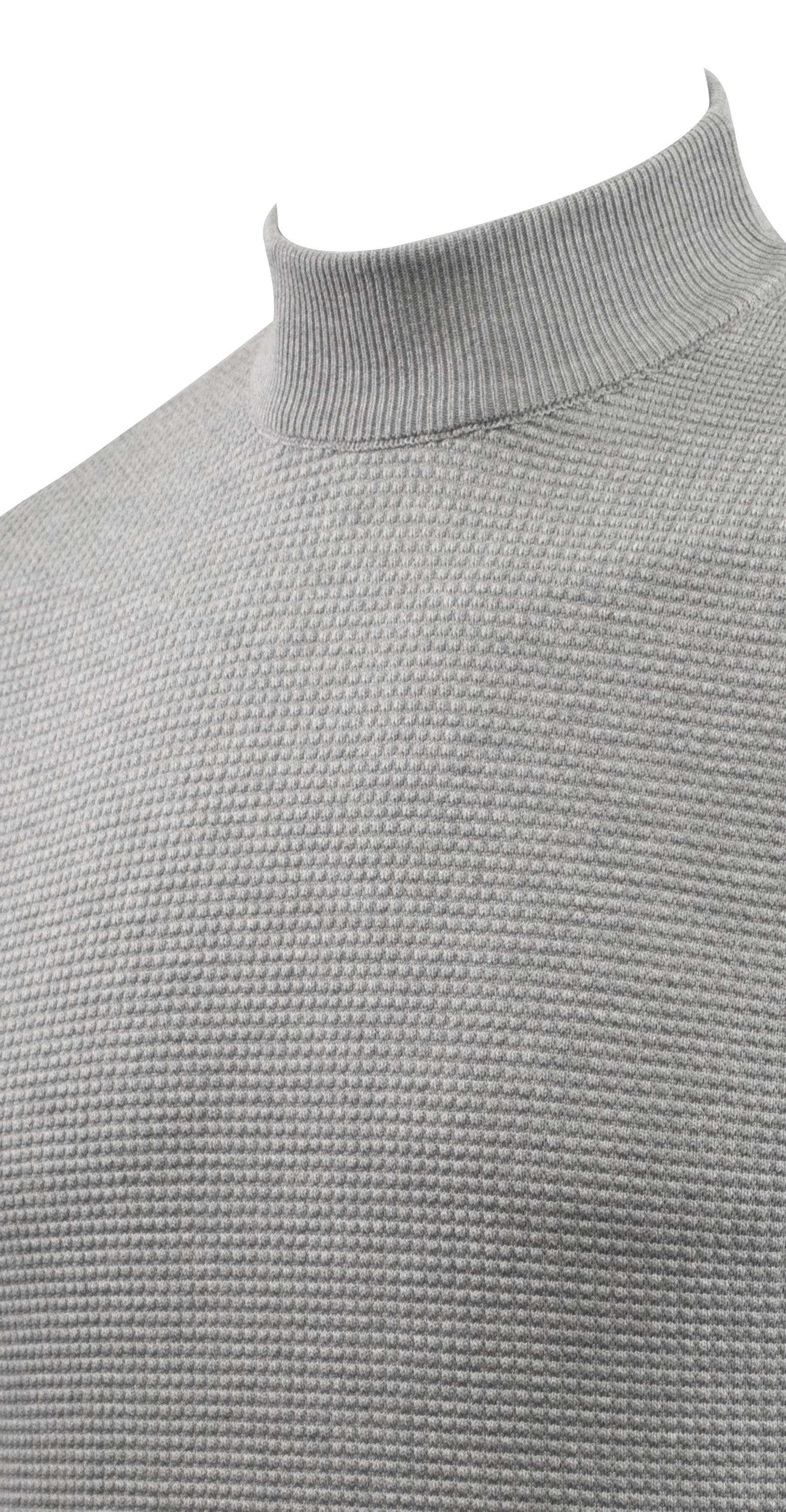 Erkek Yarım Balıkçı Kazak Triko Kabartmalı Örgü Düz Renk Klasik Kalıp - 5240B - GREY