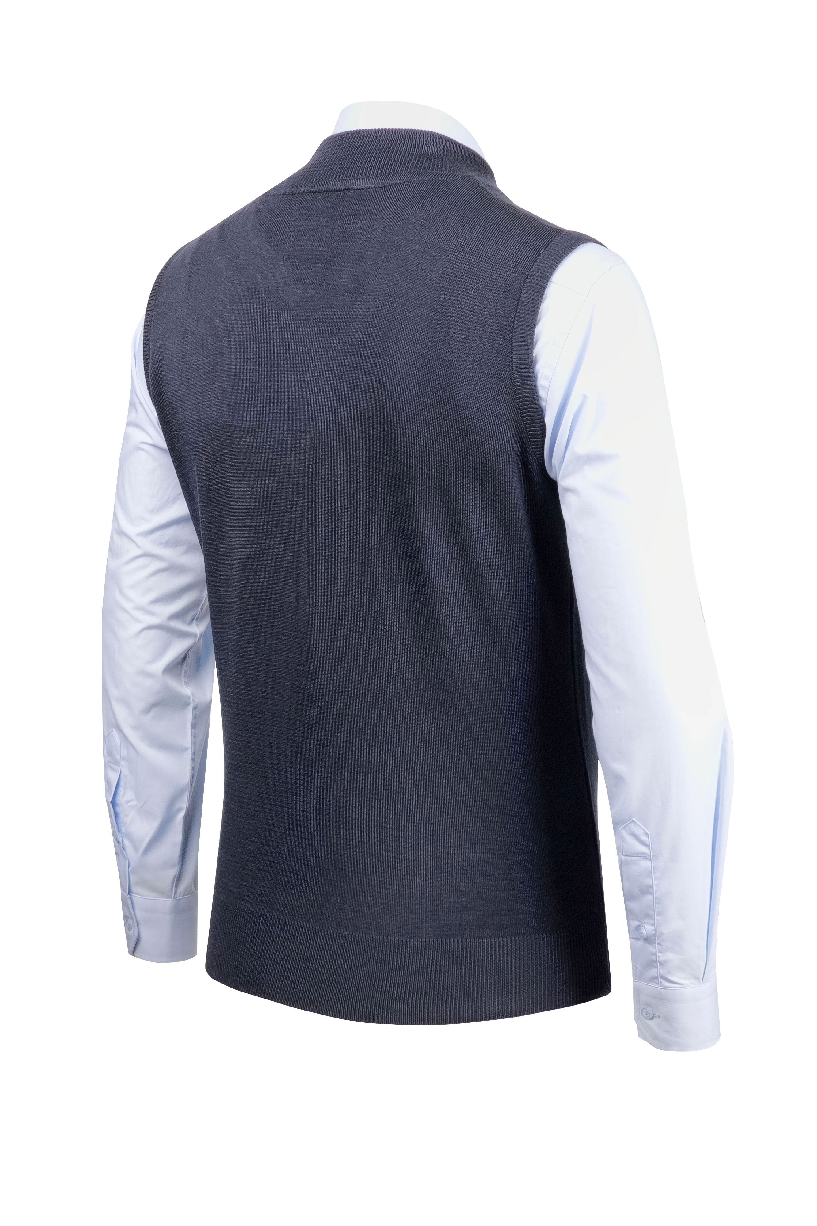 Çizgi Triko Erkek Triko Yelek Fermuarlı Cepli Çelik Örgü Triko Klasik Kalıp