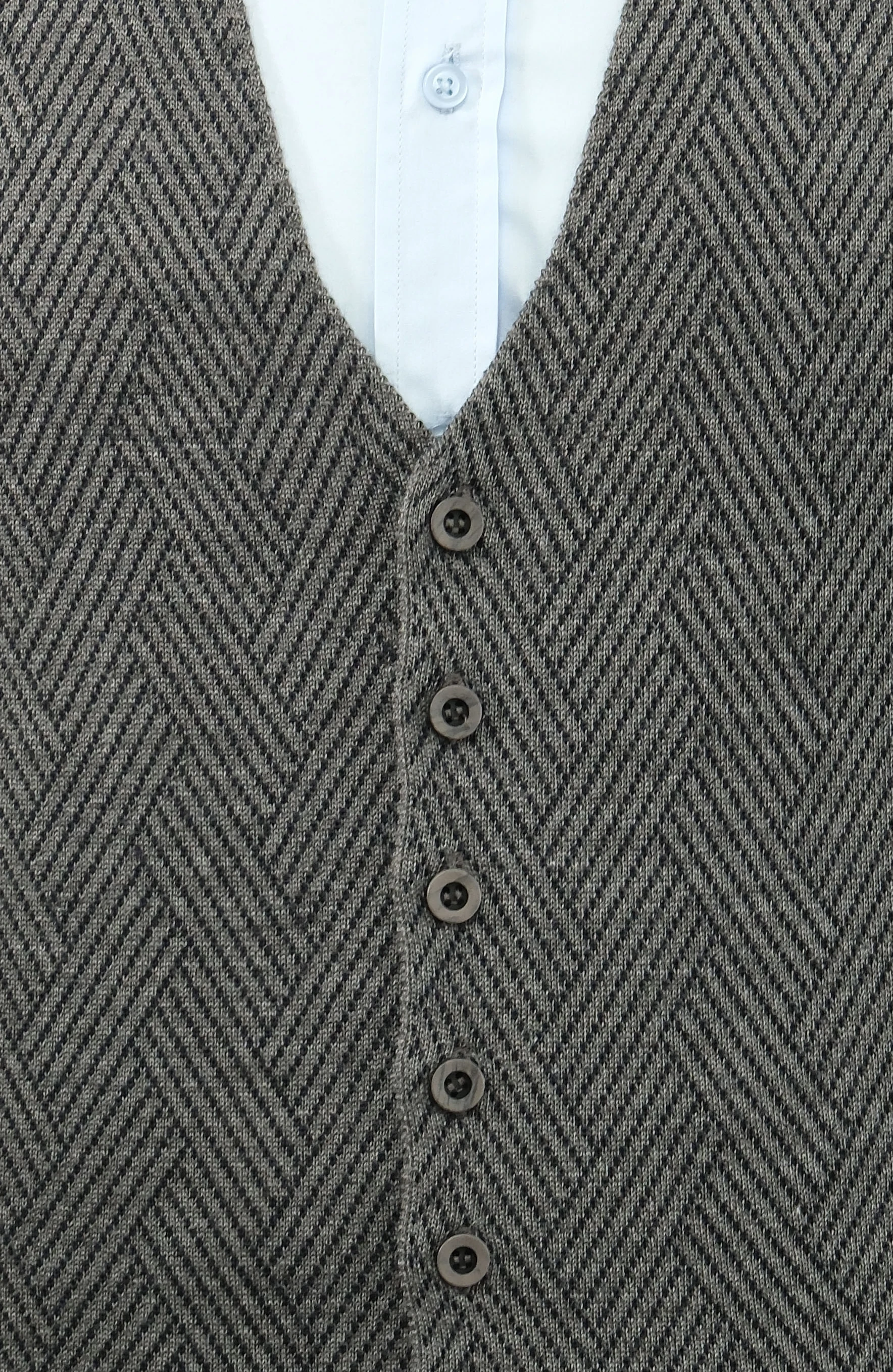 Erkek Düğmeli Yelek Cepsiz Desenli Çelik Örgü Klasik Kalıp - 5211LS - GRİ