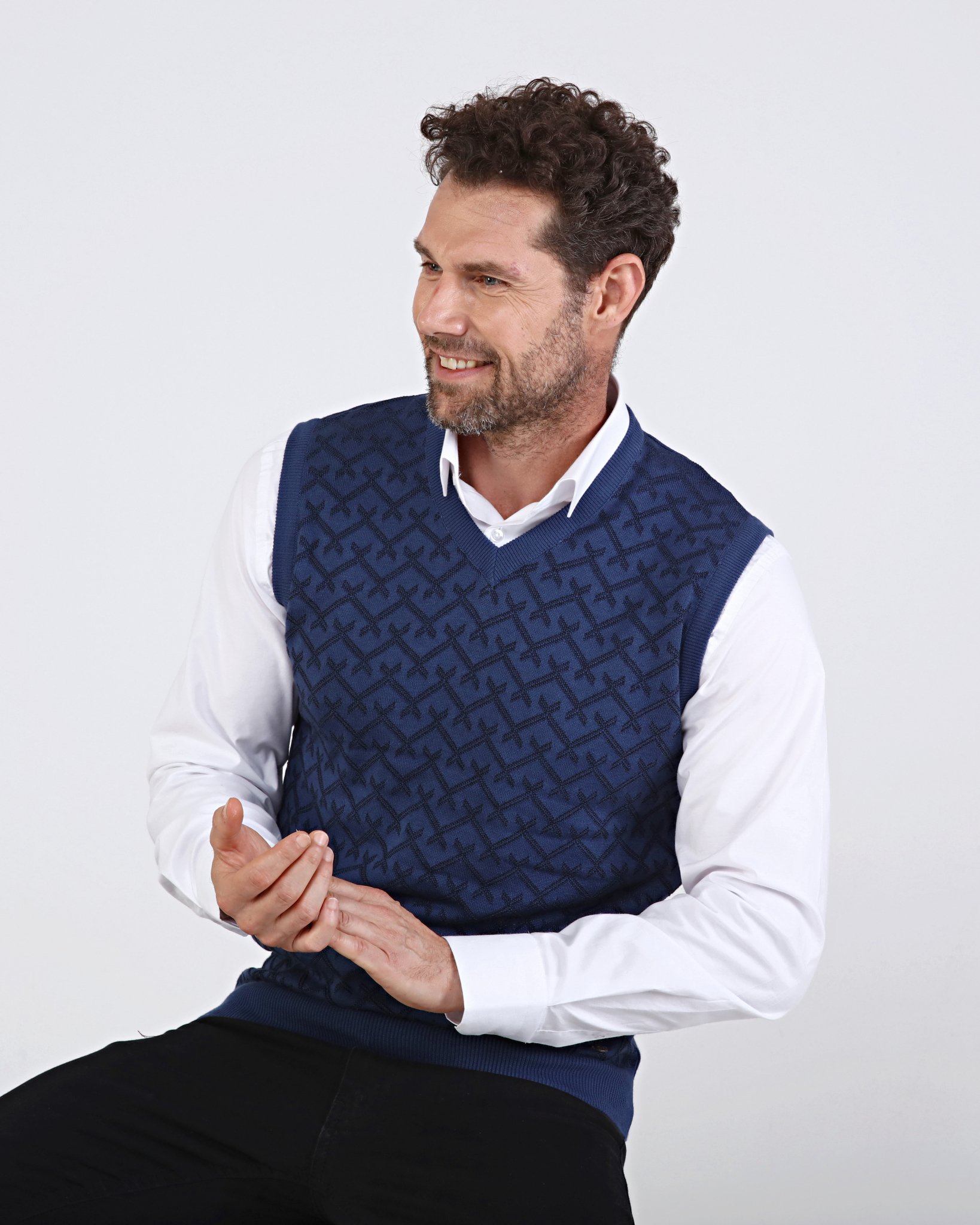 Stripe Knitwear Men's V-Neck Sweater Knitwear Cotton Patterned Colorful Winter Woven Regular Pattern