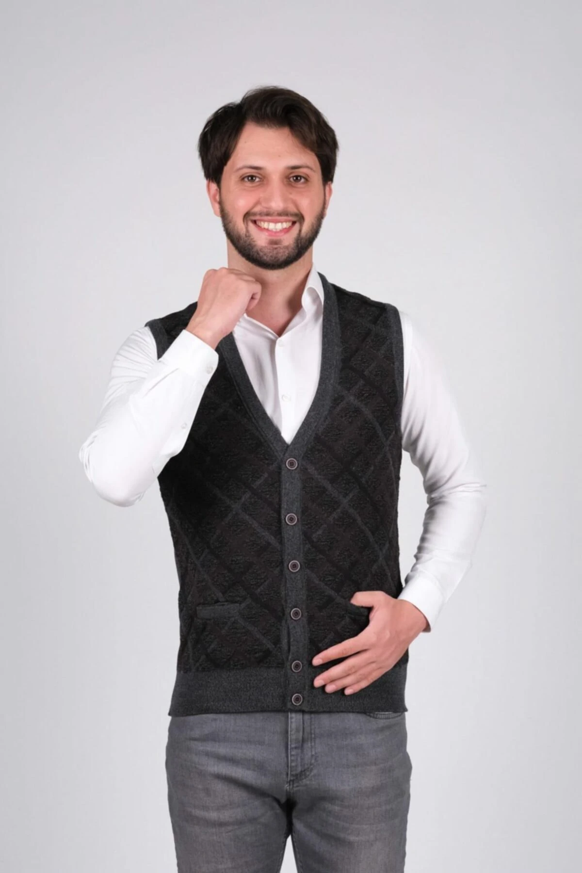 Düğmeli Erkek Triko Yelek