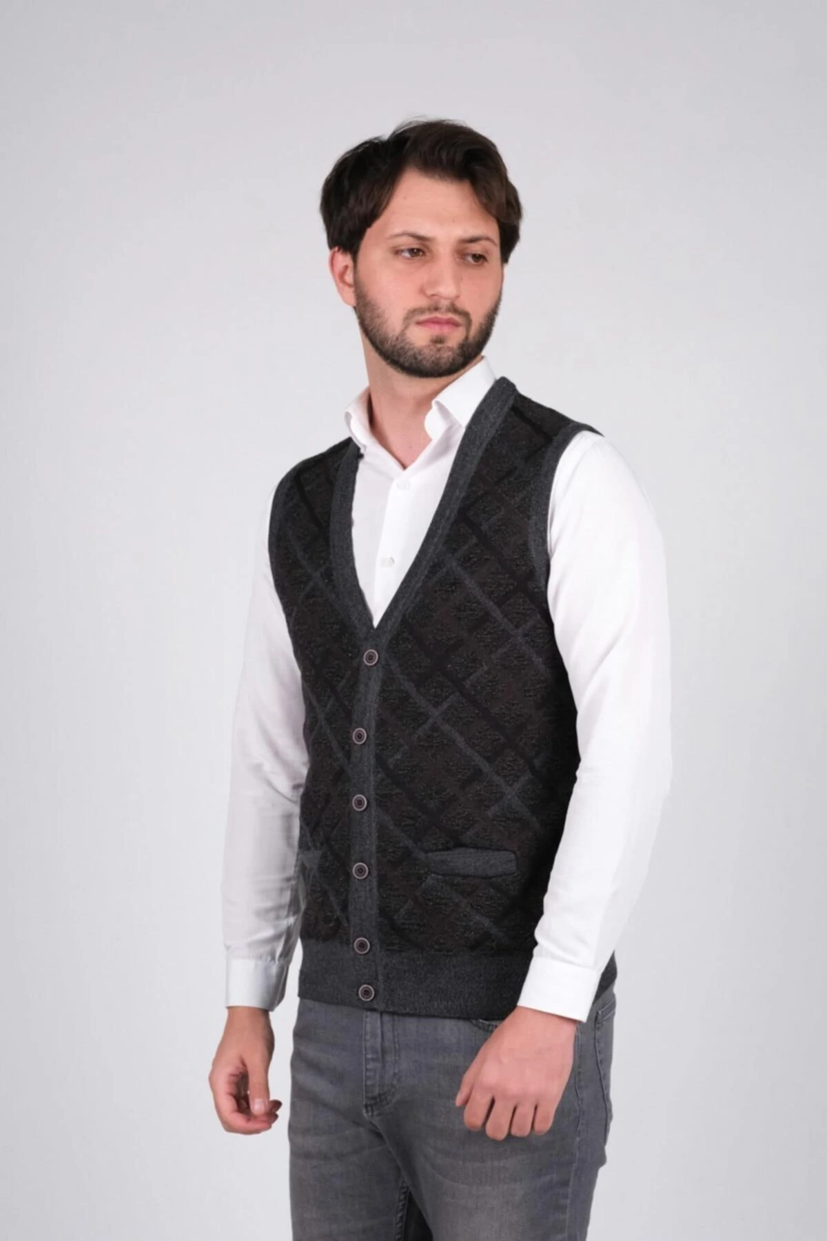 Düğmeli Erkek Triko Yelek