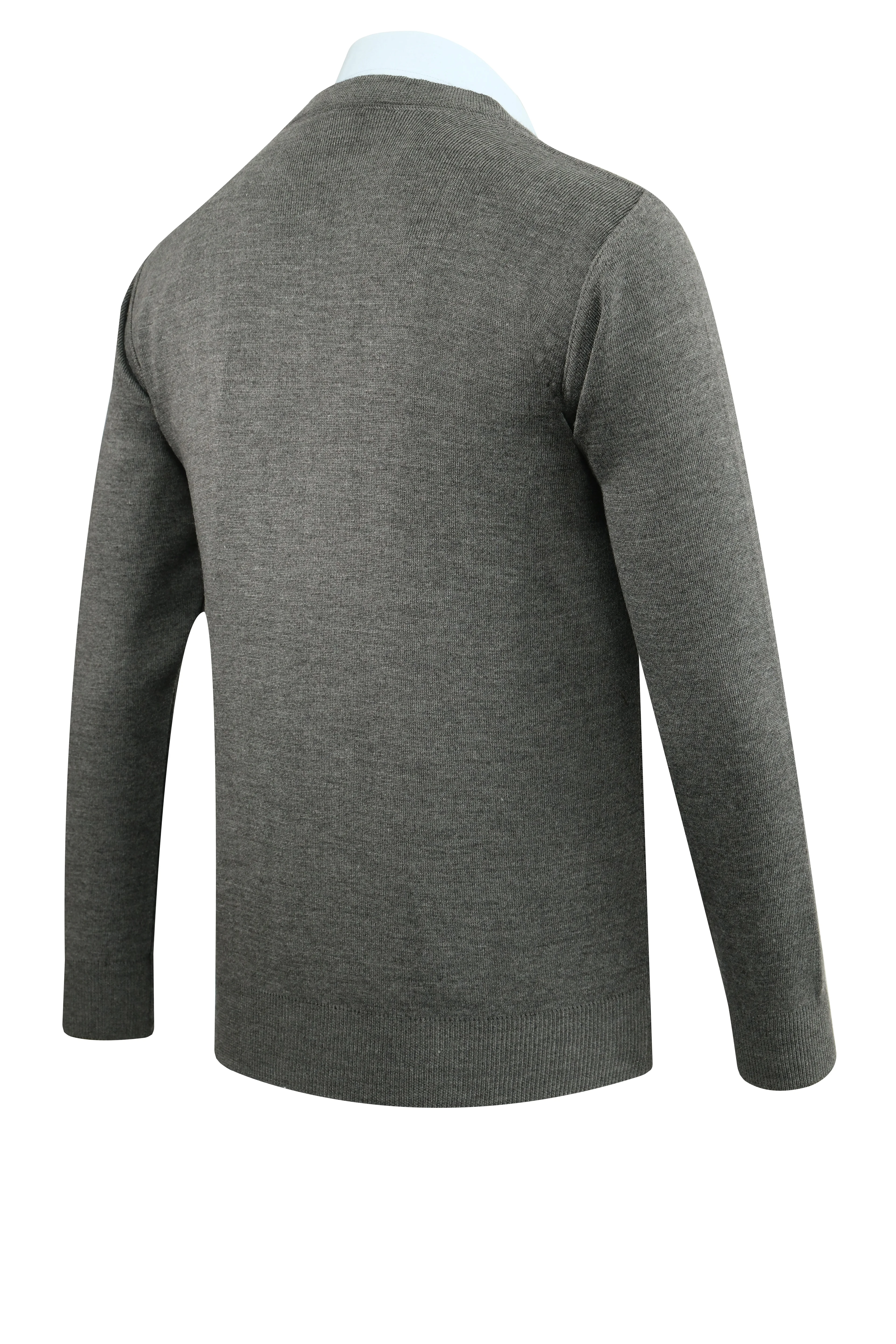 Erkek Düğmeli Hırka Cepli Desenli Çelik Örgü Klasik Kalıp - 5205M - GREY