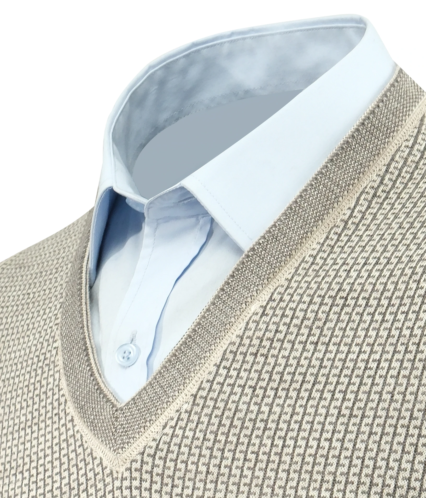 Erkek V Yaka Süveter Desenli Çelik Örgü Klasik Kalıp - 5208H - TAŞ