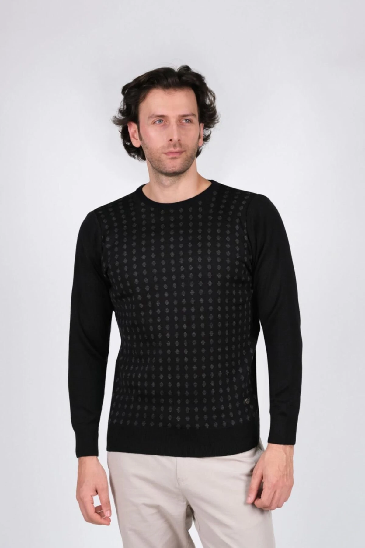 Erkek Battal Sıfır Yaka Triko Kazak Desenli Kol Ve Bel Lastikli Dokuma 3xl - 4xl - 5xl Ç