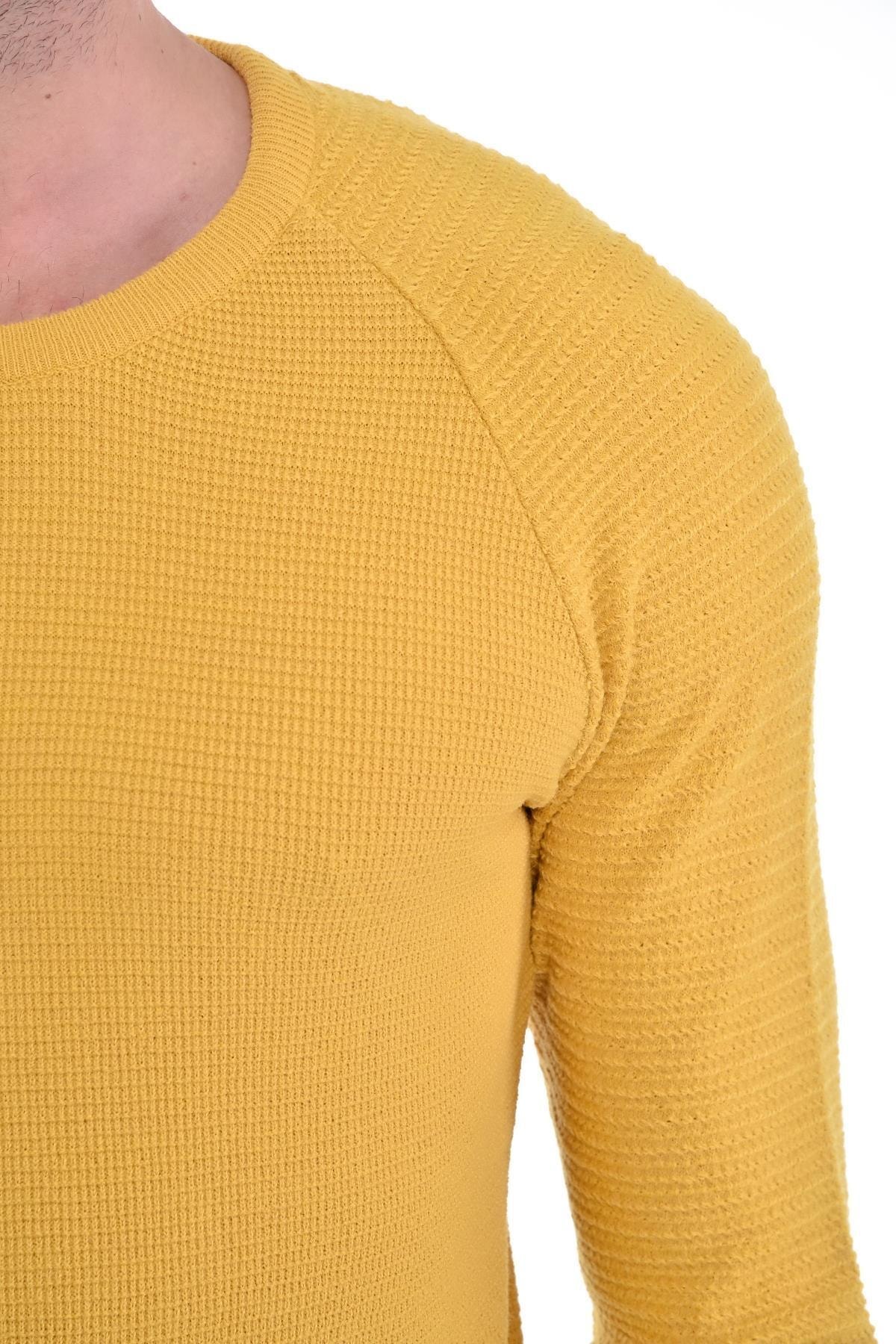 Erkek Triko Kazak Sıfır Yaka Düz Renk Kol Ve Bel Lastikli Kışlık Dokuma Pamuklu