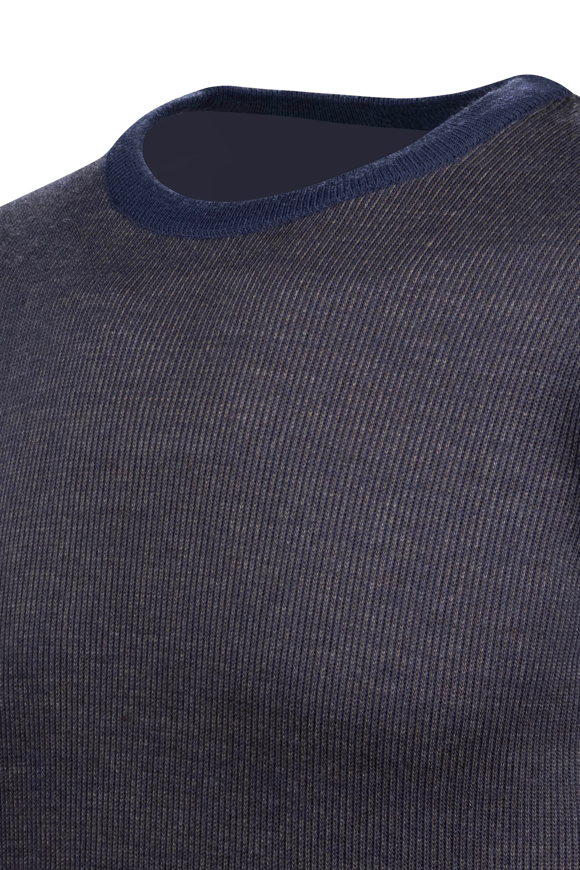 Stripe Knitwear Men's Crew Neck Knitwear Sweater Patterned Sleeve and Waist Elastic Steel Knitted Classic Pattern - 5015C - LACİVERT