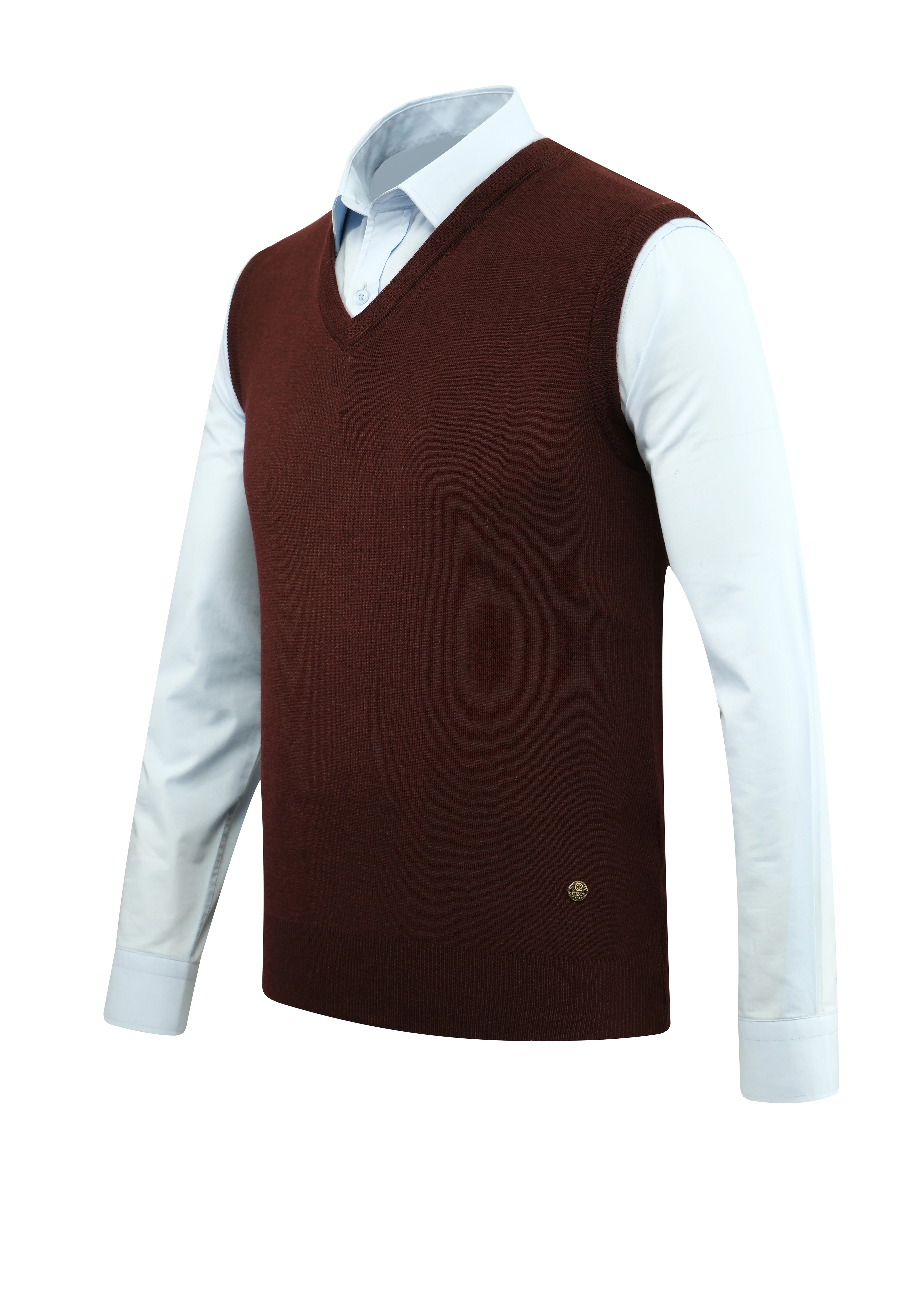 Erkek V Yaka Süveter Triko Düz Renk Çelik Örgü Klasik Kalıp - 5200H