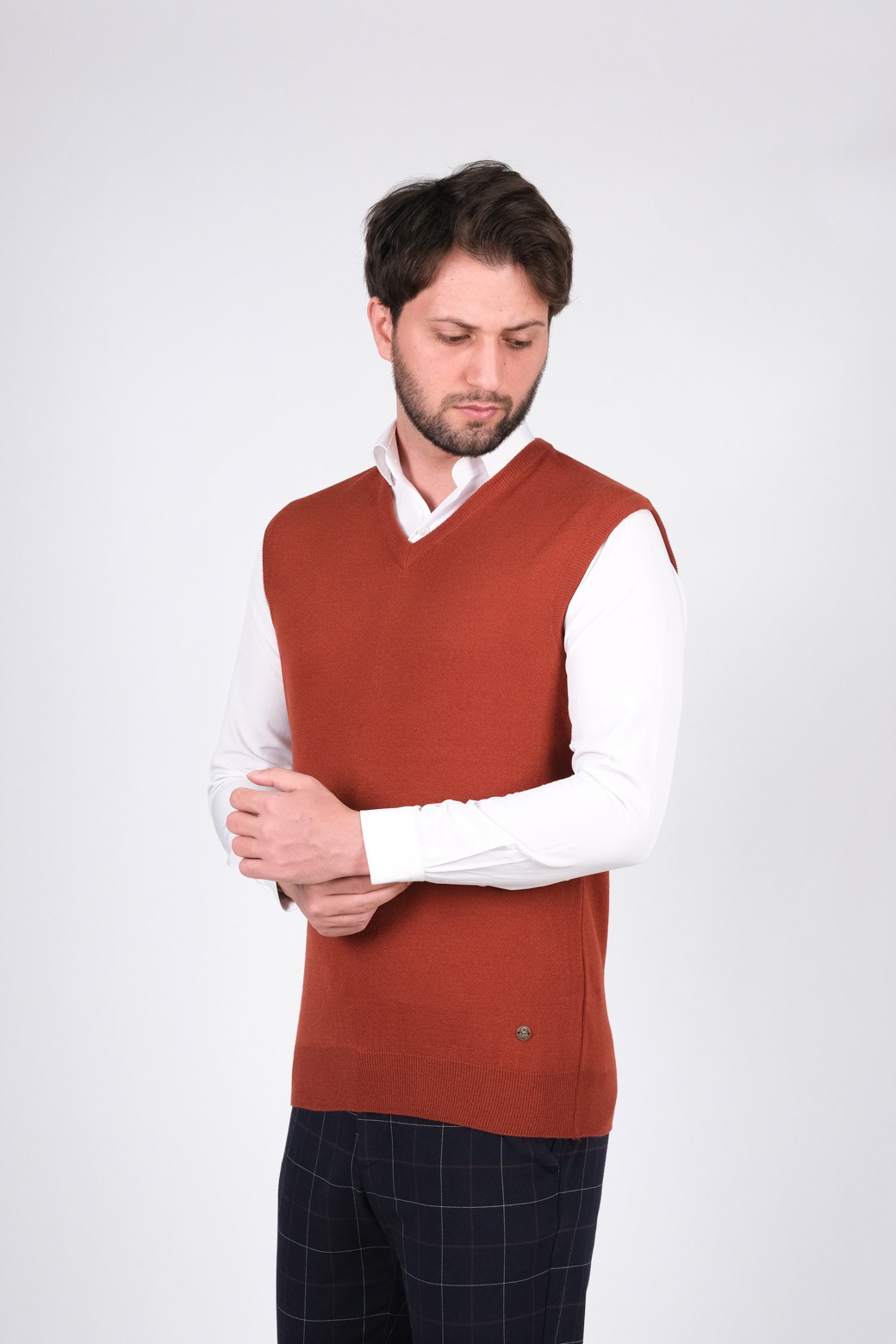 Stripe Knitwear Men's Knitwear Sweater V-Neck Solid Color Waist Elastic Winter Woven Regular Pattern - TILE