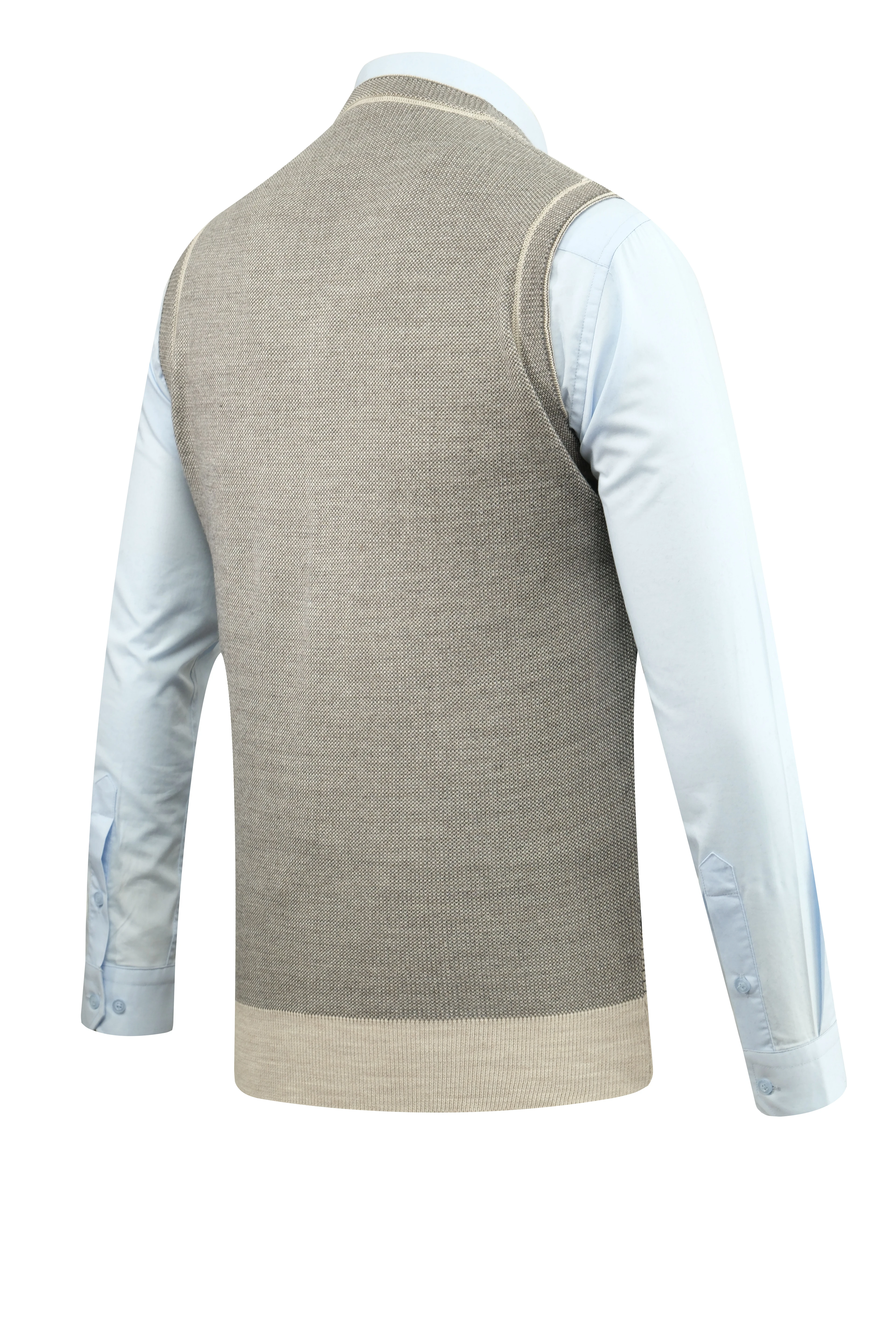 Erkek V Yaka Süveter Desenli Çelik Örgü Klasik Kalıp - 5208H - TAŞ