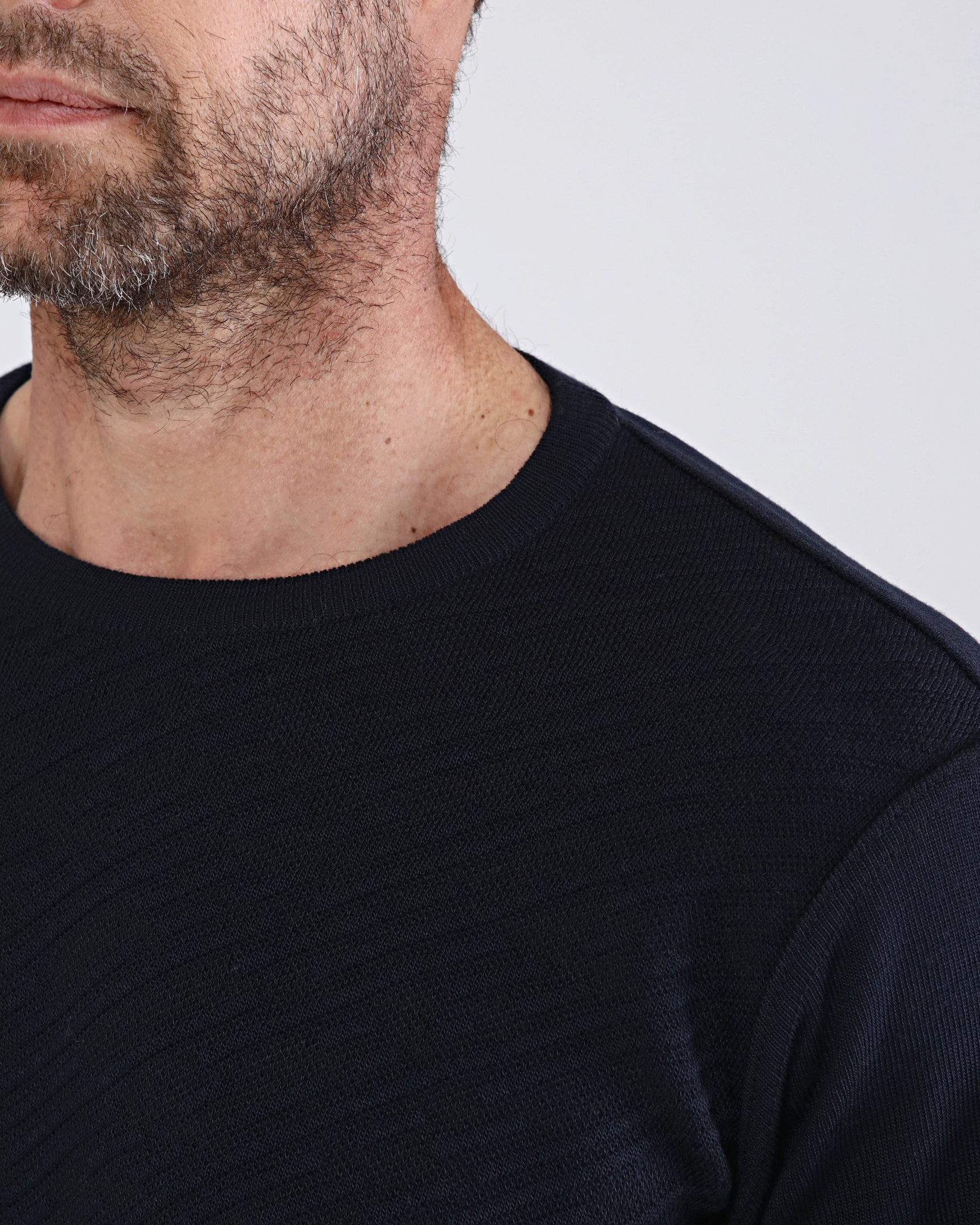 Stripe Knitwear Men's Crew Neck Knitwear Sweater Patterned Sleeves, Waist Elastic Steel Knitted Classic Pattern - NAVY BLUE