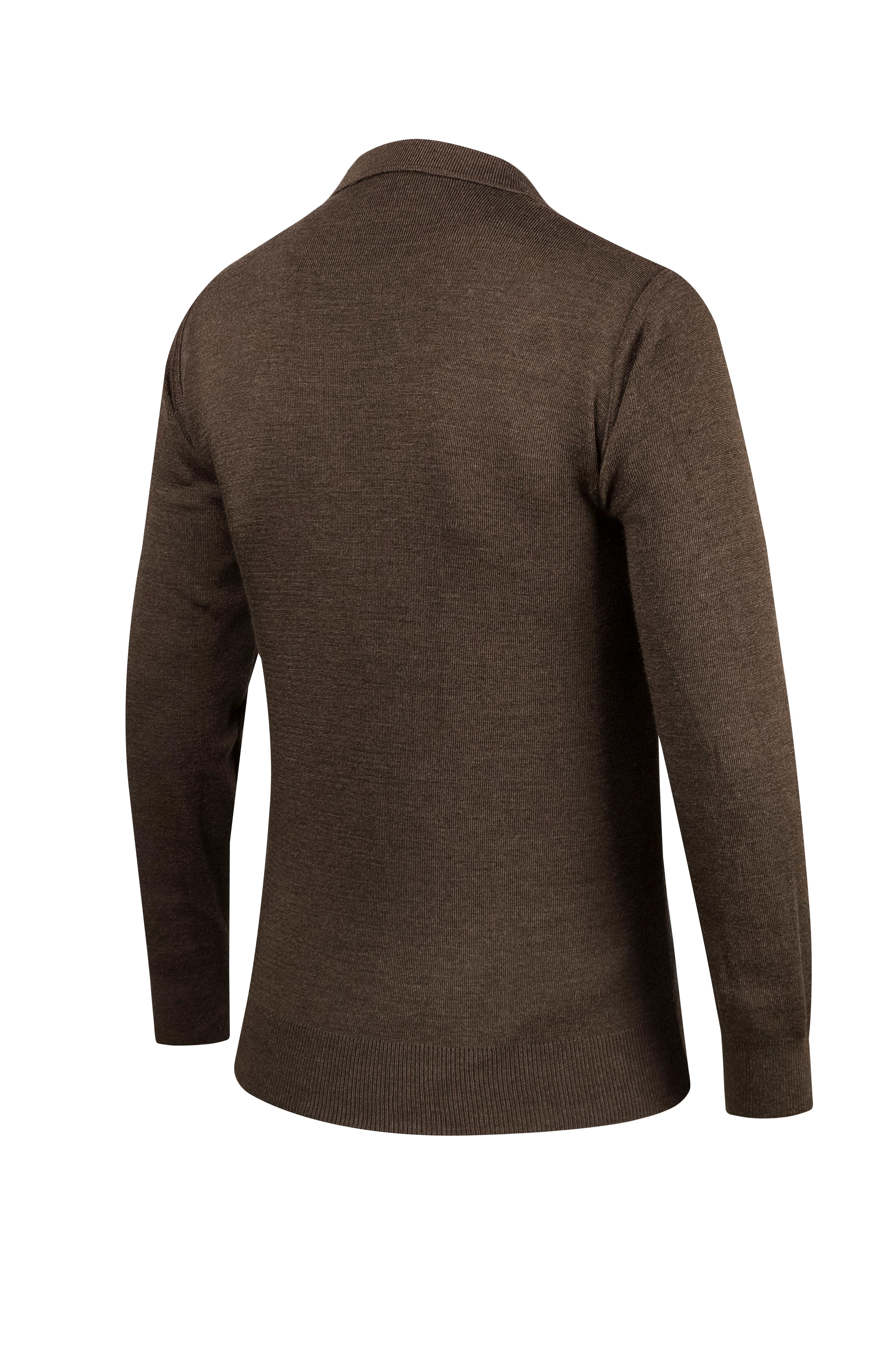 Çizgi Triko Erkek Polo Yaka Triko Kazak Desenli Kol Ve Bel Lastikli Çelik Örgü Klasik Kalıp - 4802F - KAHVERENGİ