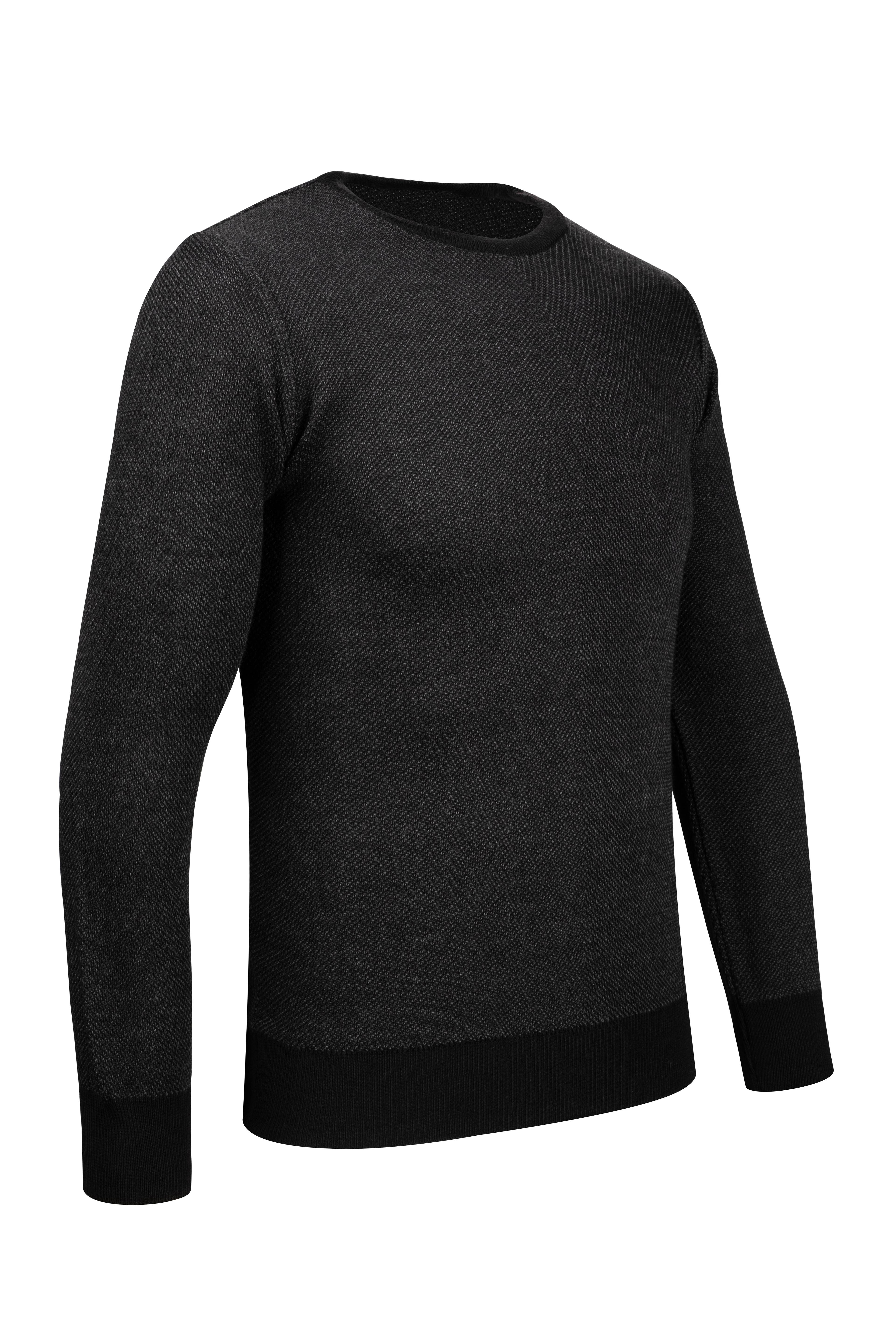 Stripe Knitwear Men's Crew Neck Knitwear Sweater Patterned Sleeve and Waist Elastic Steel Knitted Regular Pattern - 5013C - BLACK