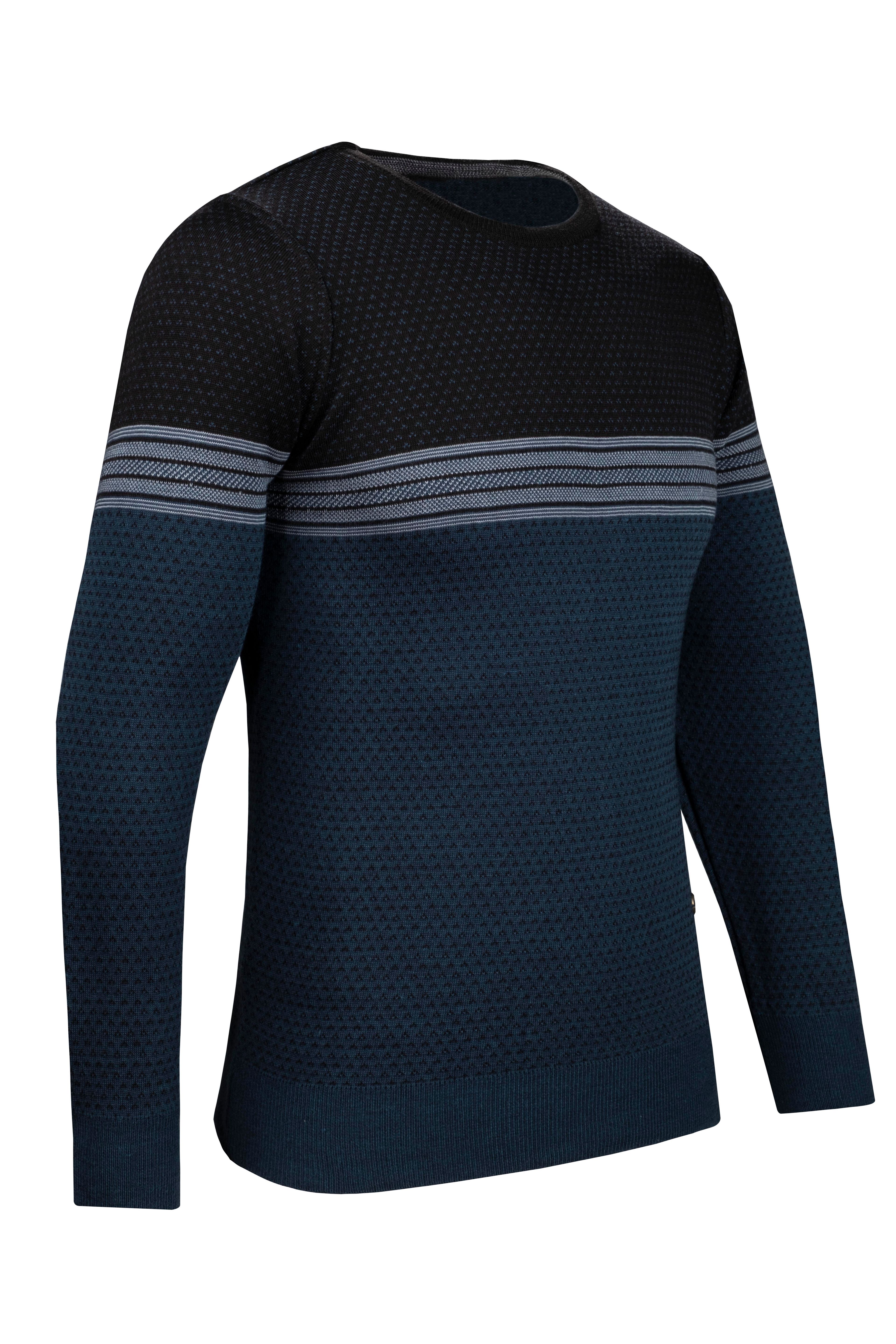 Stripe Knitwear Men's Crew Neck Knitwear Sweater Patterned Sleeve and Waist Elastic Steel Knitted Regular Pattern - 5009C - OIL
