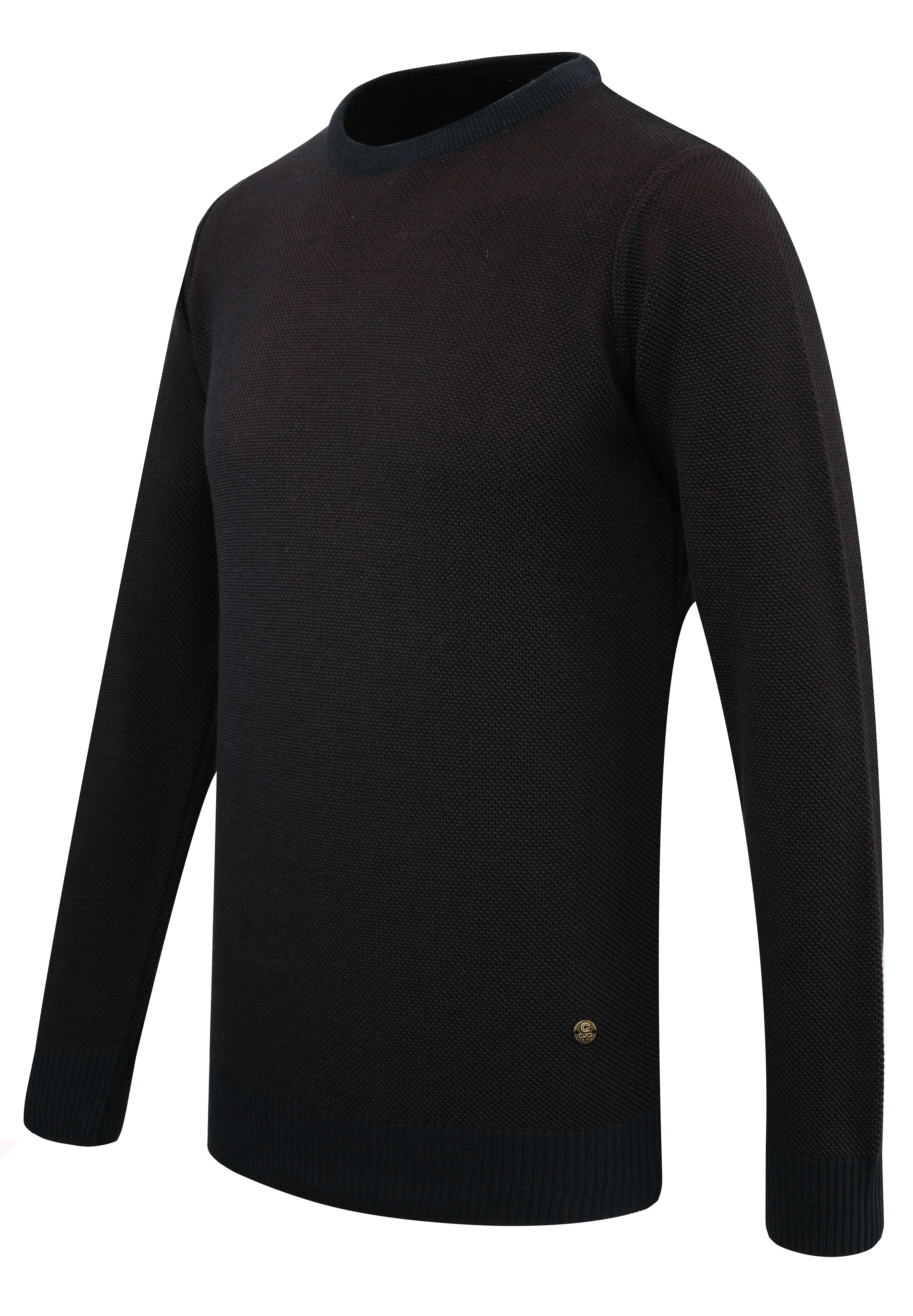 Erkek Sıfır Yaka Kazak Cepli Pike Desen Çelik Örgü Klasik Kalıp - 5214C - NAVY BLUE