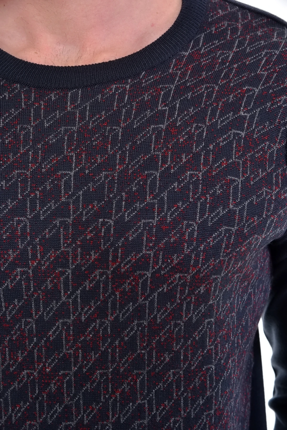 Çizgi Triko Erkek Sıfır Yaka Triko Kazak Desenli Kol Ve Bel Lastikli Dokuma Çelik Örgü - 4413C