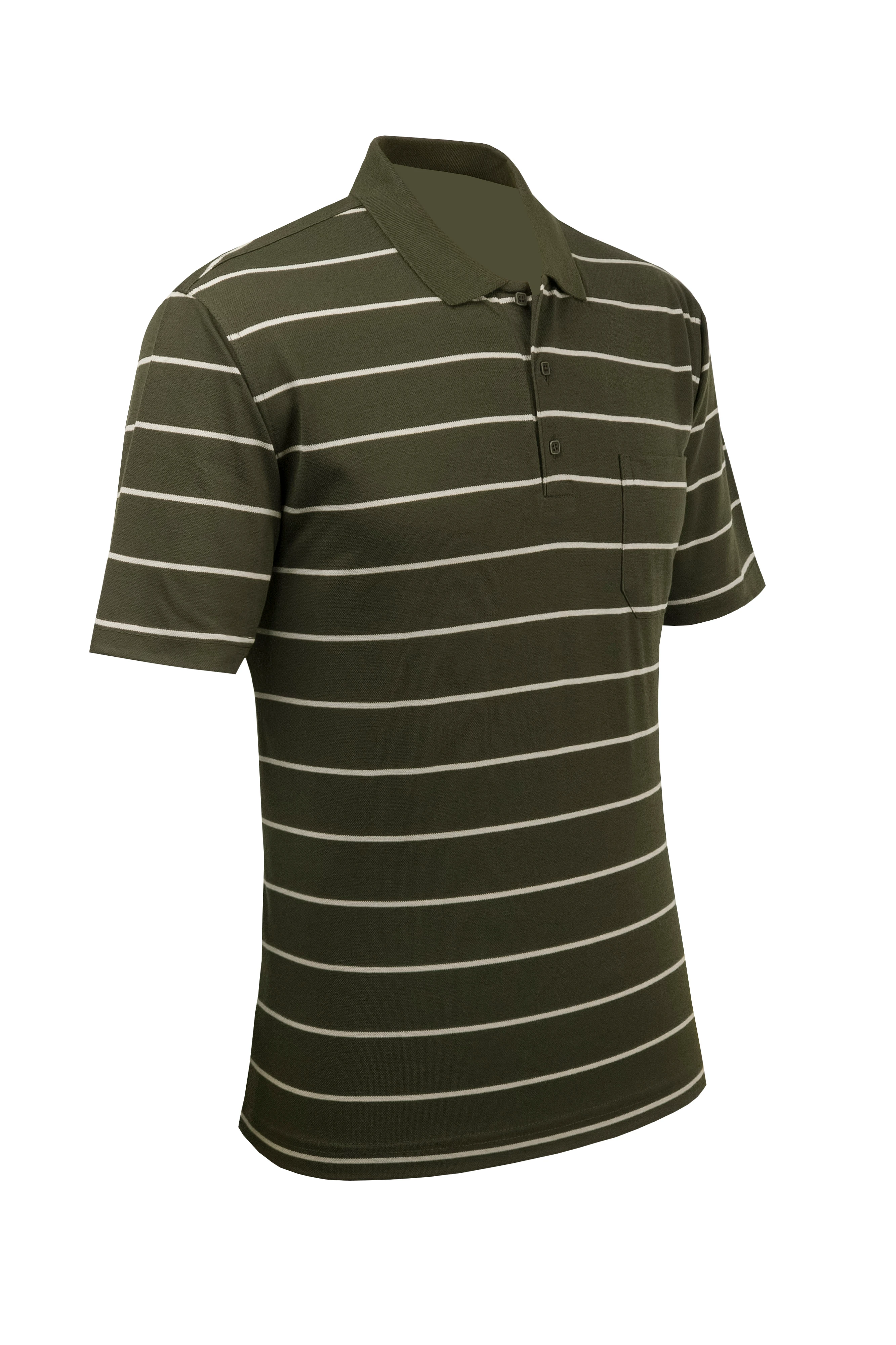 Erkek Polo Yaka Düğmeli Cepli Tişört Klasik Kalıp - 4902 - HAKİ