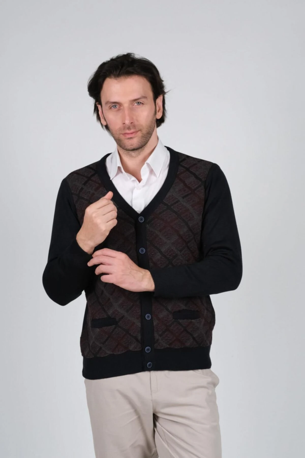 Düğmeli Erkek Triko Hirka