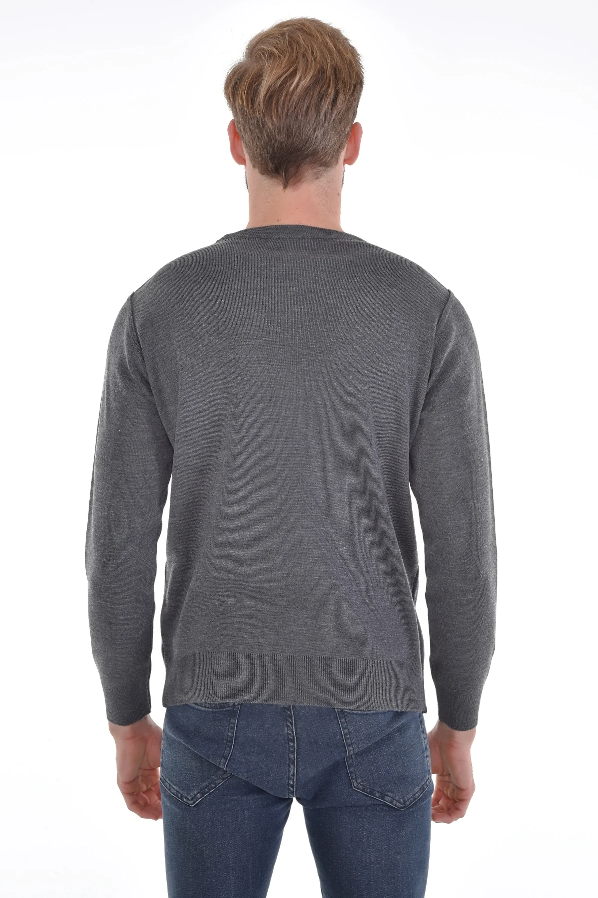 Çizgi Triko Erkek Sıfır Yaka Triko Kazak Desenli Kol Ve Bel Lastikli Dokuma Çelik Örgü