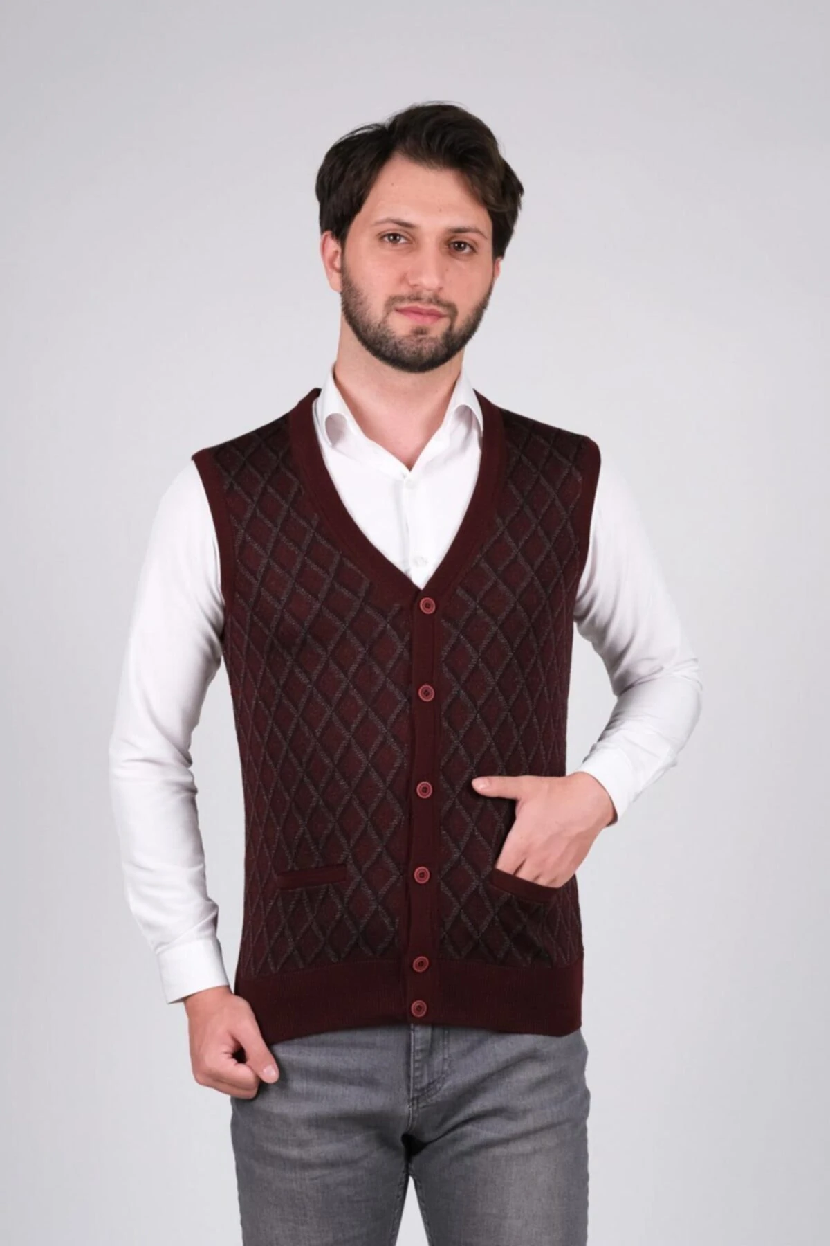 Düğmeli Erkek Triko Yelek