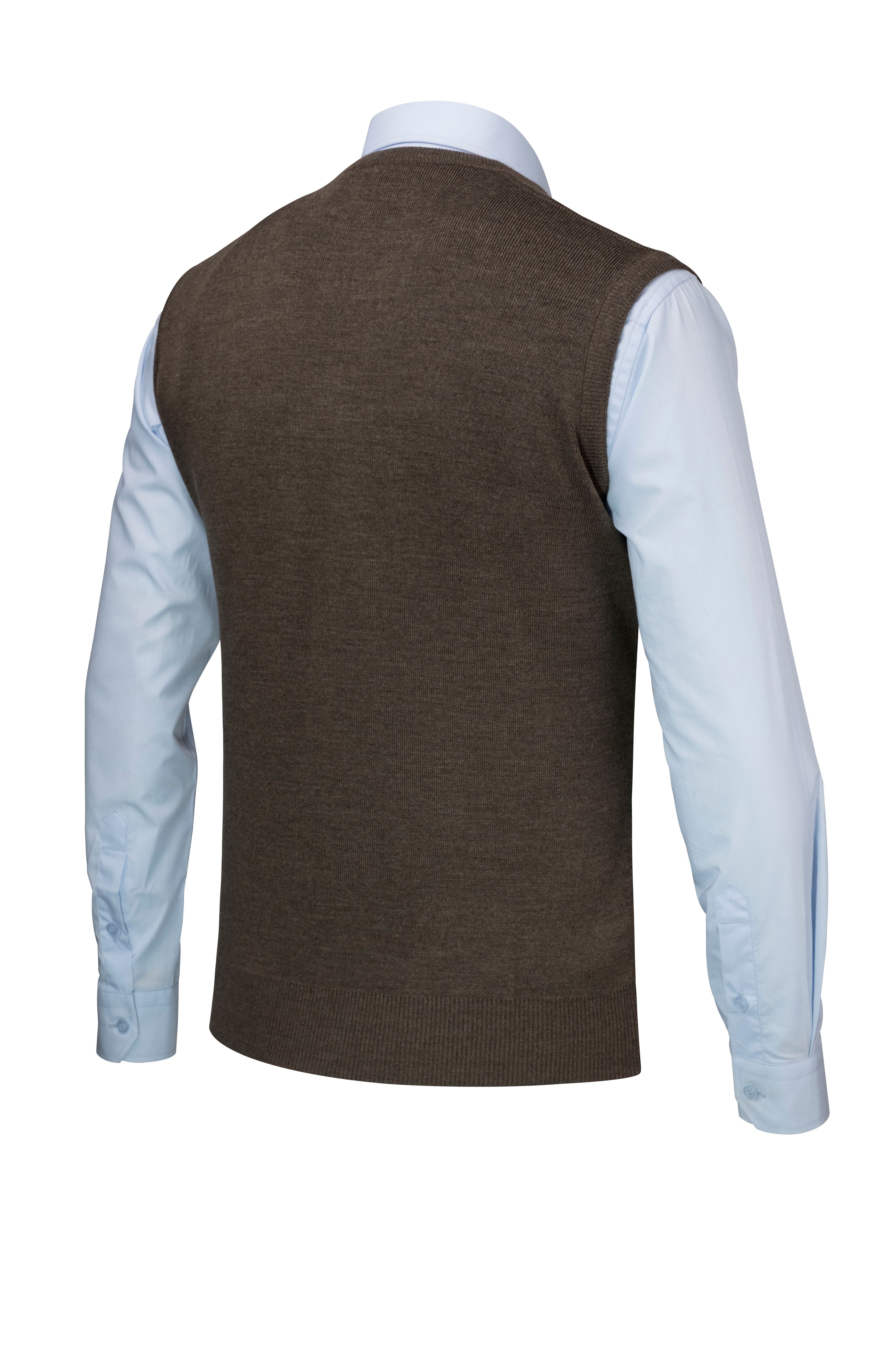 Stripe Knitwear Men's Knitwear V-Neck Vest Buttoned Pocket Detailed Patterned Waist Elastic Steel Knit - 4241L - BROWN