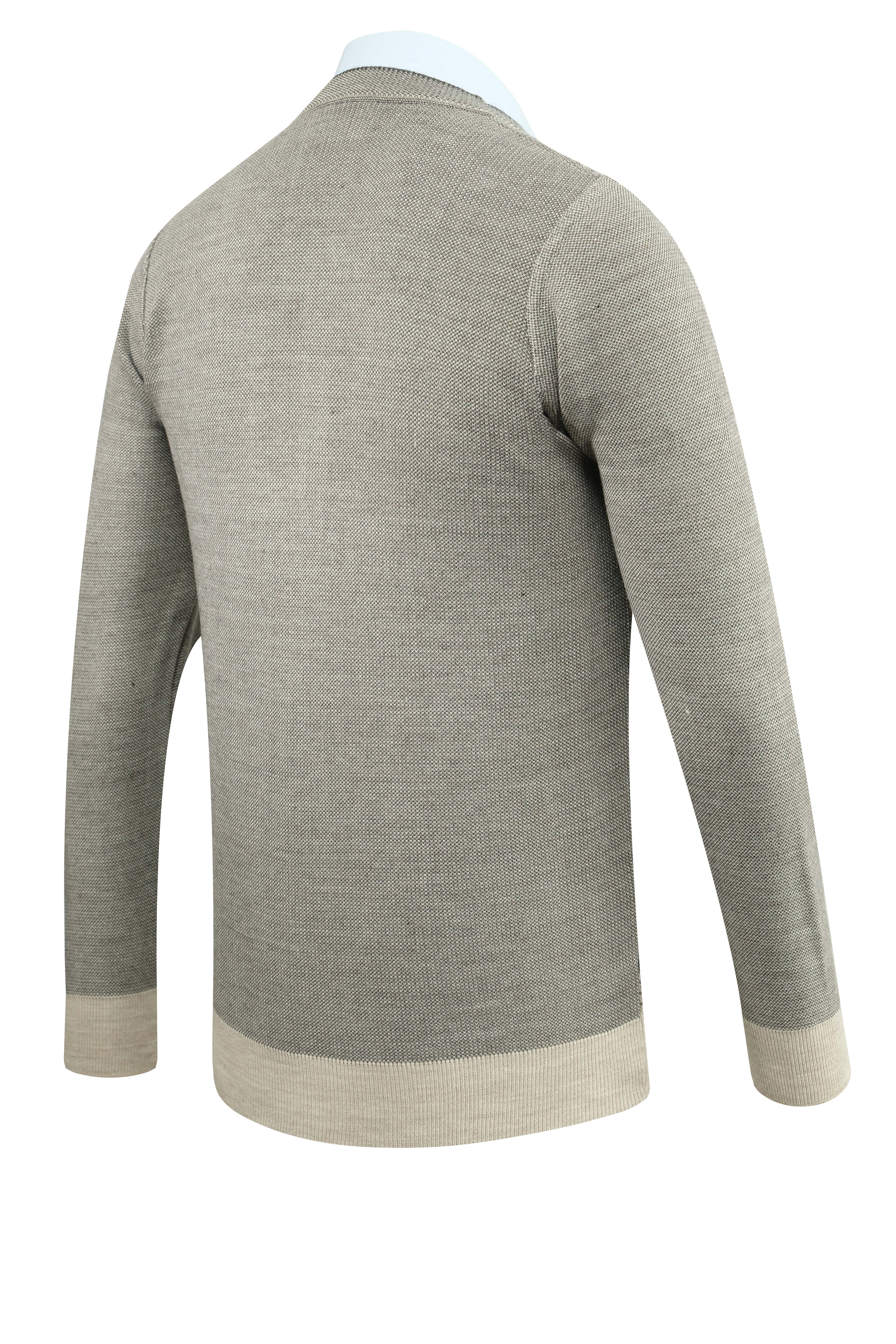 Erkek Düğmeli Hırka Cepli Desenli Çelik Örgü Klasik Kalıp - 5208M - TAŞ