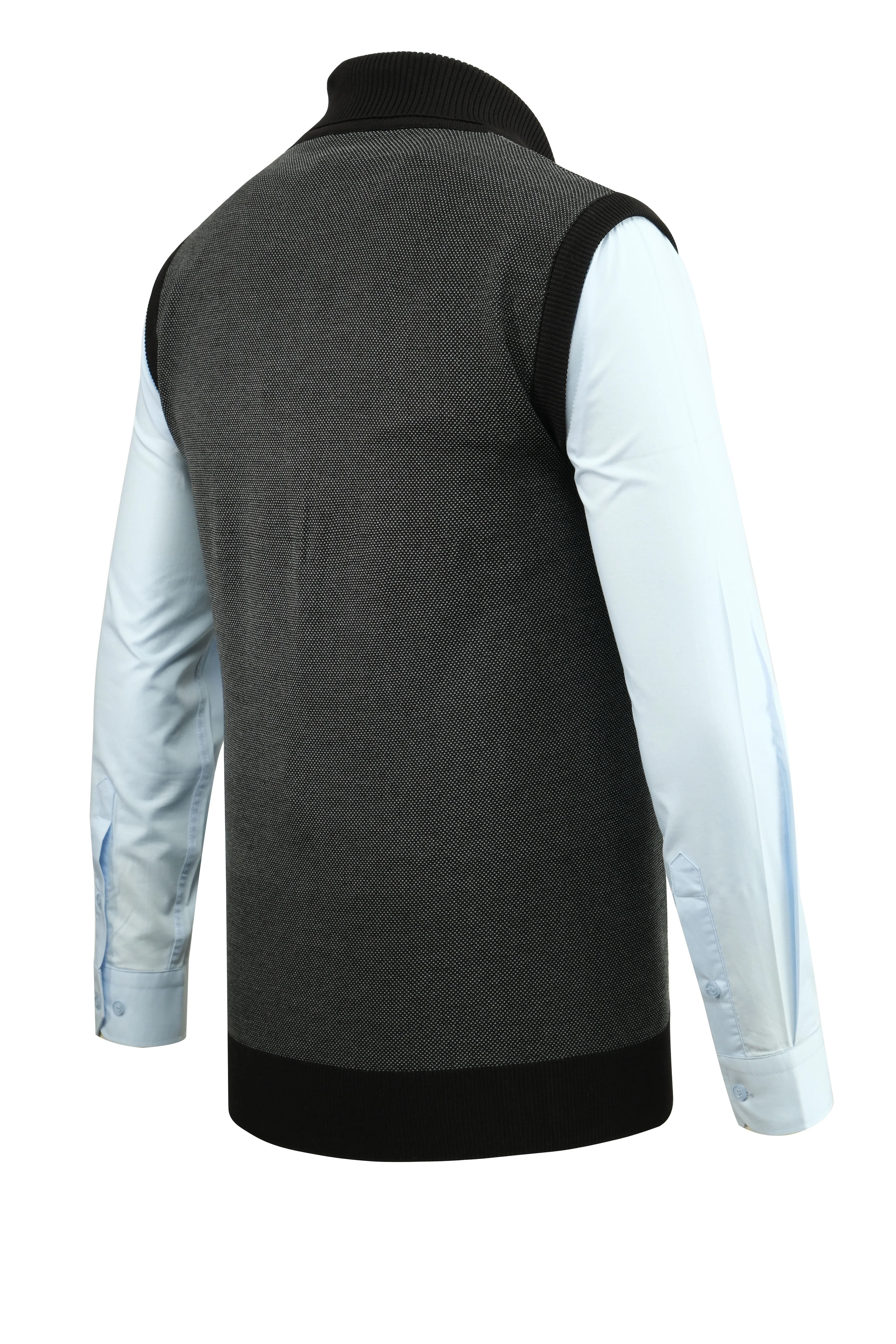 Erkek Şal Yaka Triko Süveter Noktalı Desen Klasik Kalıp - 5250H - SİYAH