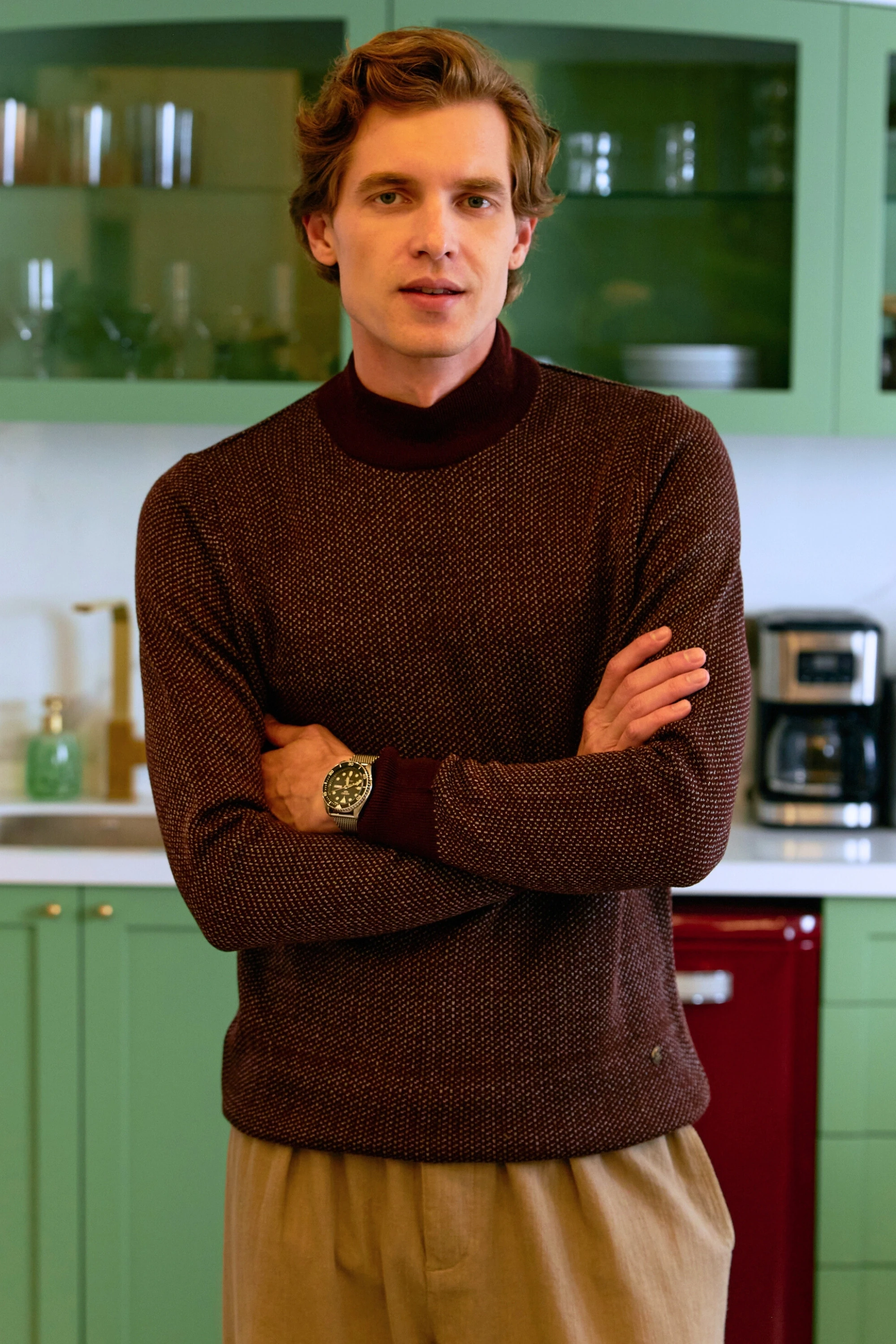 Erkek Yarım Balıkçı Kazak Desenli Çelik Örgü Regular Kalıp - 5206B