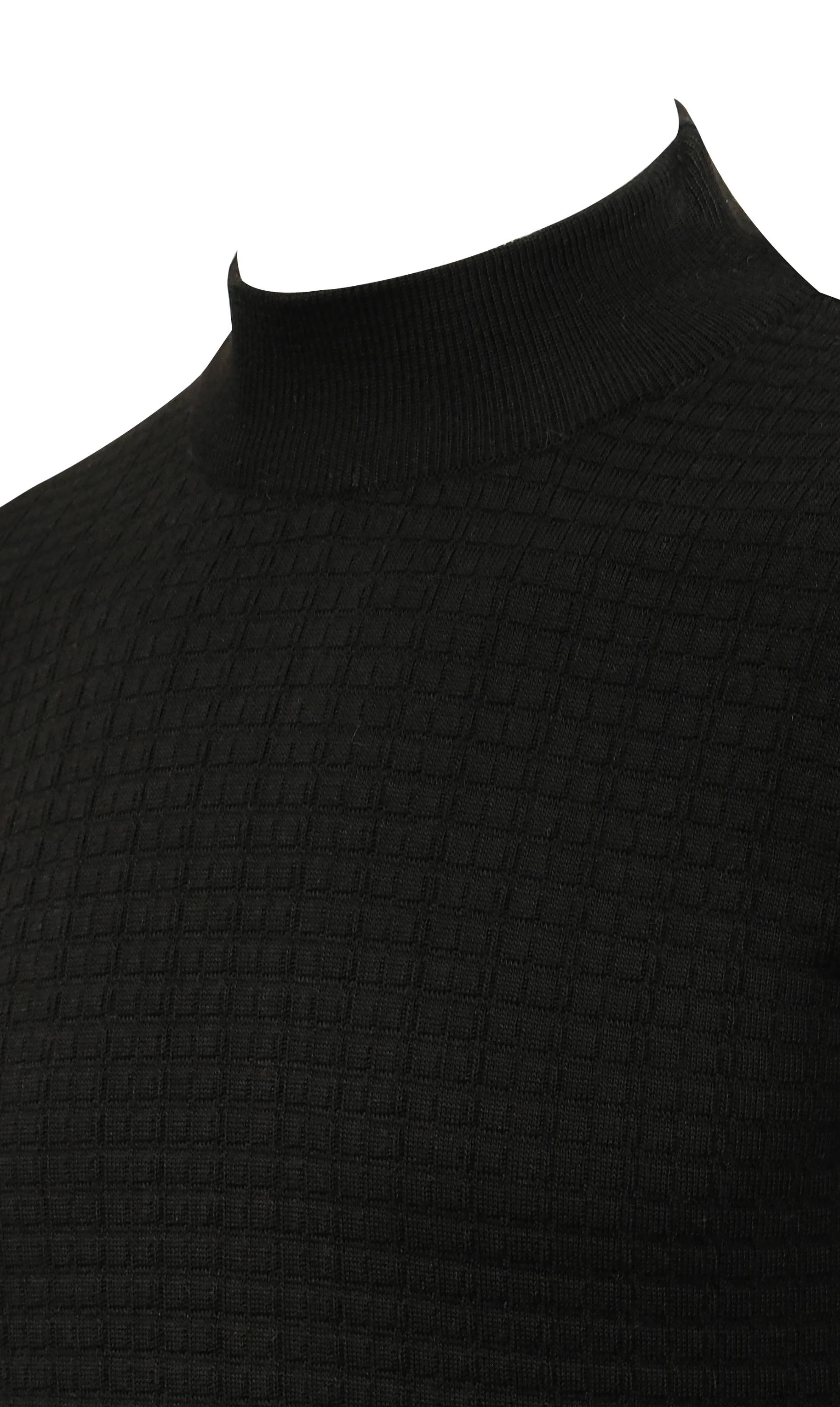 Erkek Yarım Balıkçı Kazak Desenli Çelik Örgü Klasik Kalıp - 5204B - SİYAH