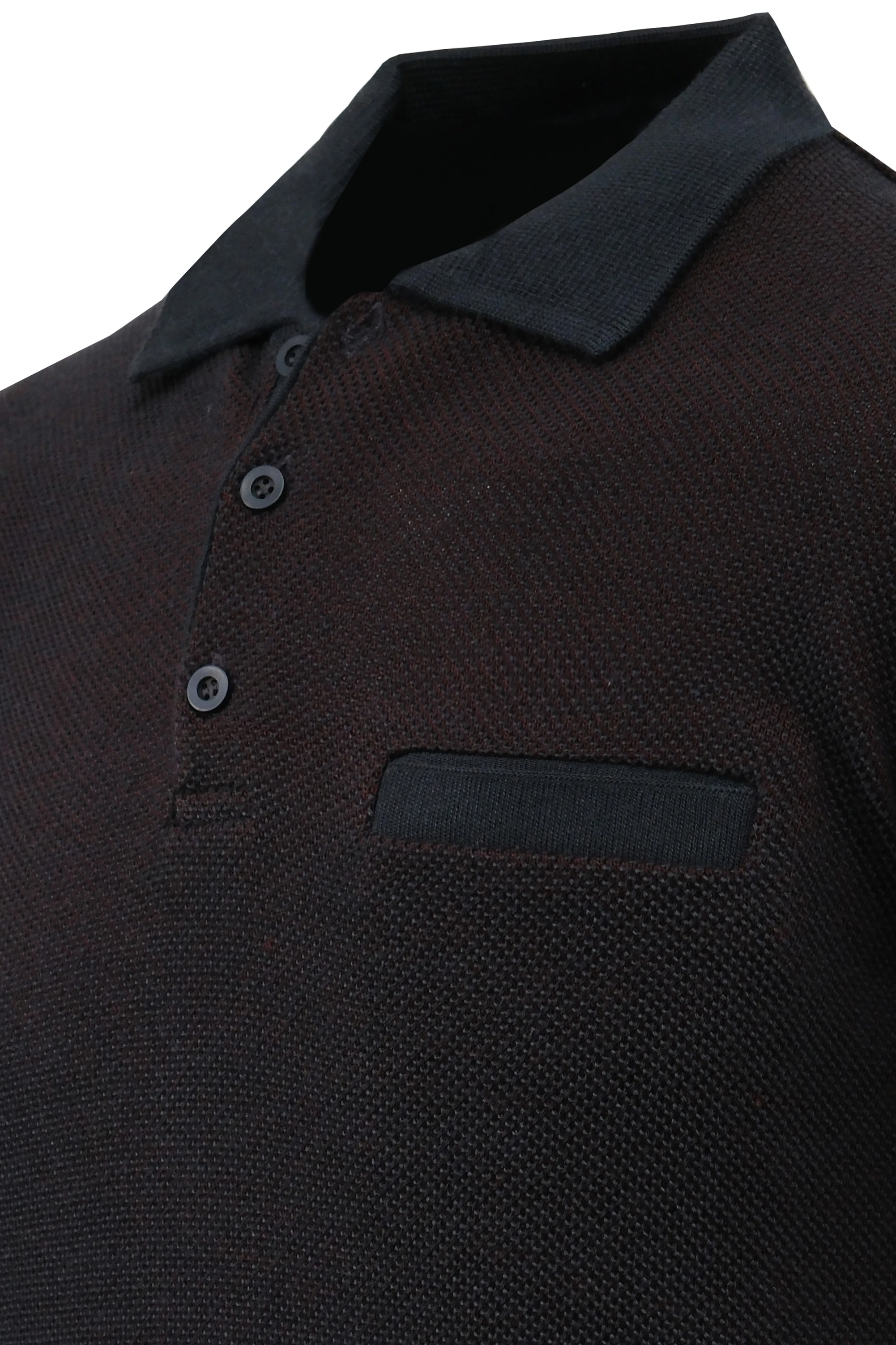 Erkek Polo Yaka Kazak Cepli Pike Desen Çelik Örgü Klasik Kalıp - 5214F - NAVY BLUE