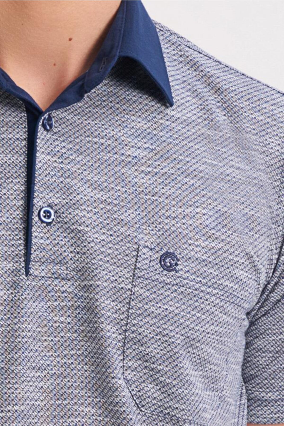 Erkek Polo Yaka Tişört Desenli Günlük Cep Detaylı