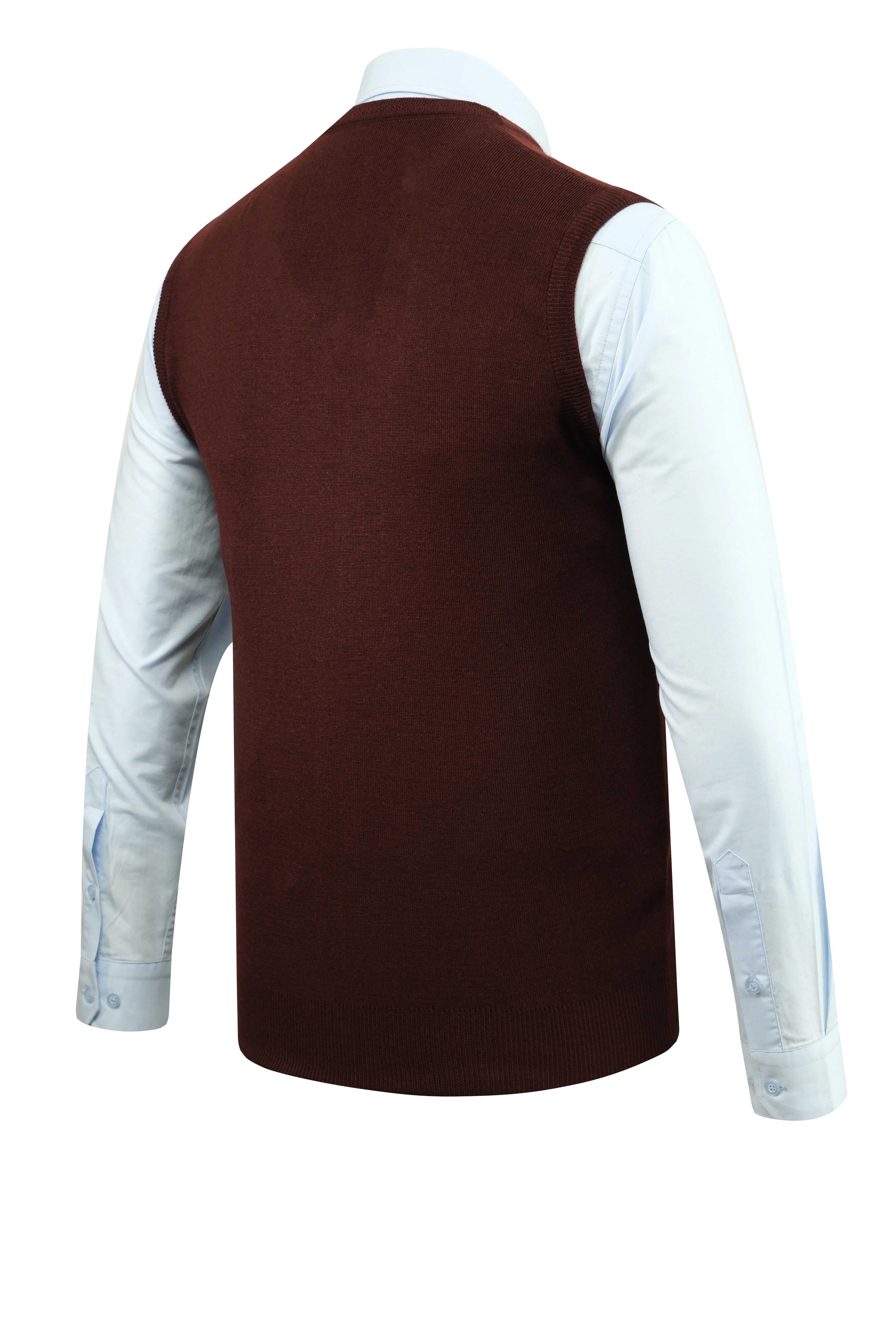 Erkek V Yaka Süveter Triko Düz Renk Çelik Örgü Klasik Kalıp - 5200H